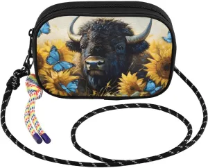 Small Crossbody Bags Bison Sunflower Butterfly for Women Cell Phone Purses Women's Shoulder Handbag Wallet Purse