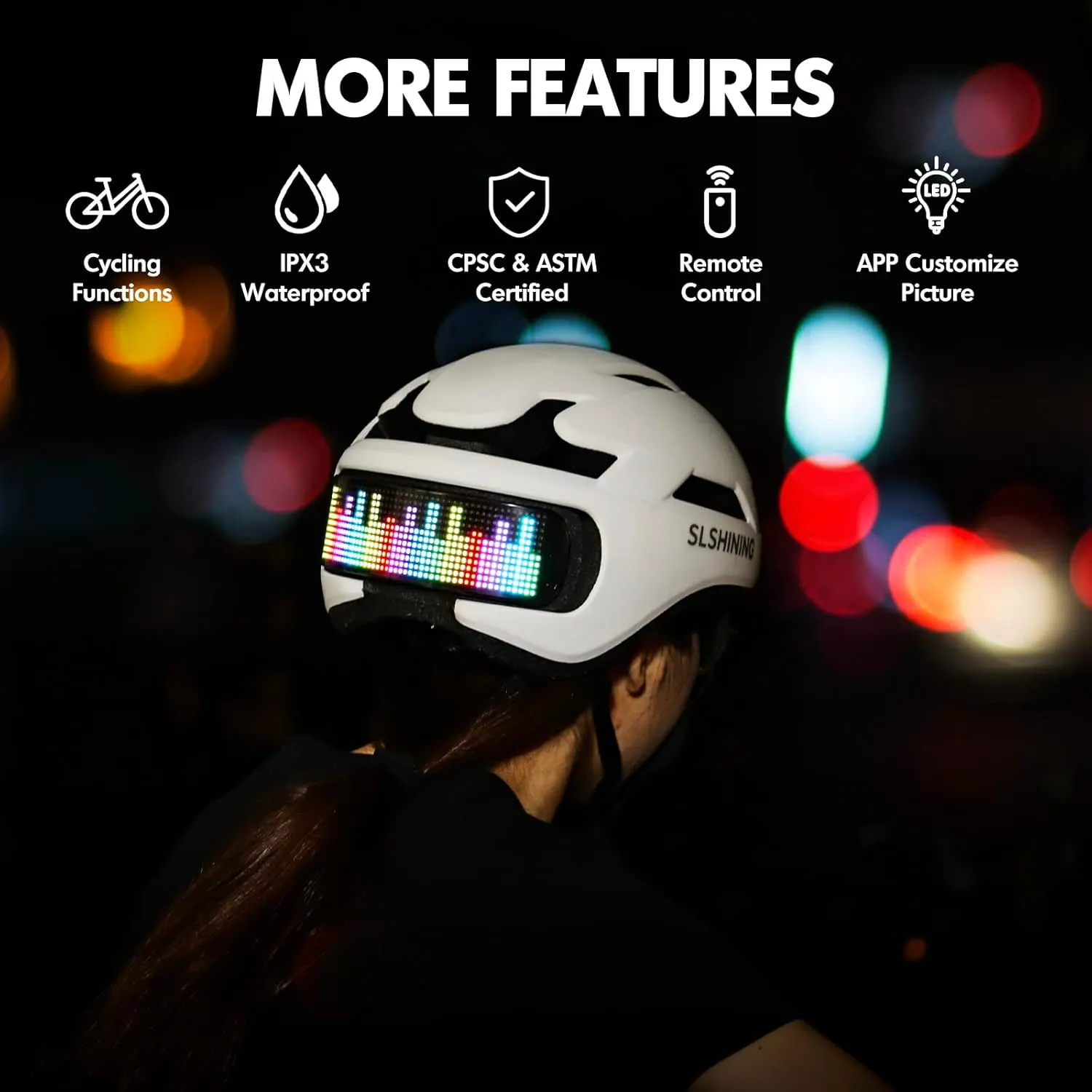 Smart Bike Helmet with LED Display, Remote/APP Control, USB Rechargeable, Turn Signals, Speedometer, Waterproof, Personalized Lighting & Customizable Features for Men & Women Cyclists