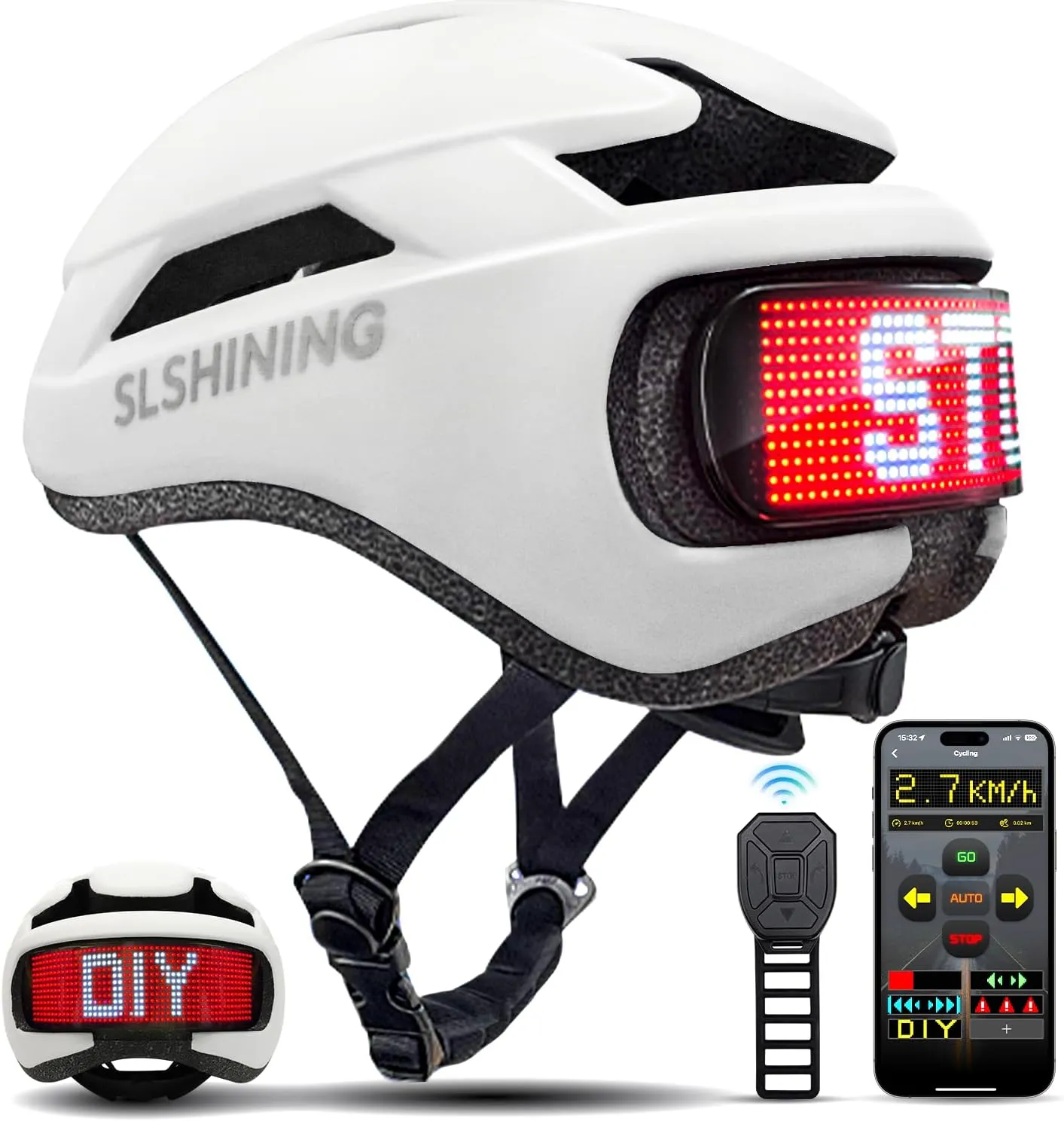 Smart Bike Helmet with LED Display, Remote/APP Control, USB Rechargeable, Turn Signals, Speedometer, Waterproof, Personalized Lighting & Customizable Features for Men & Women Cyclists