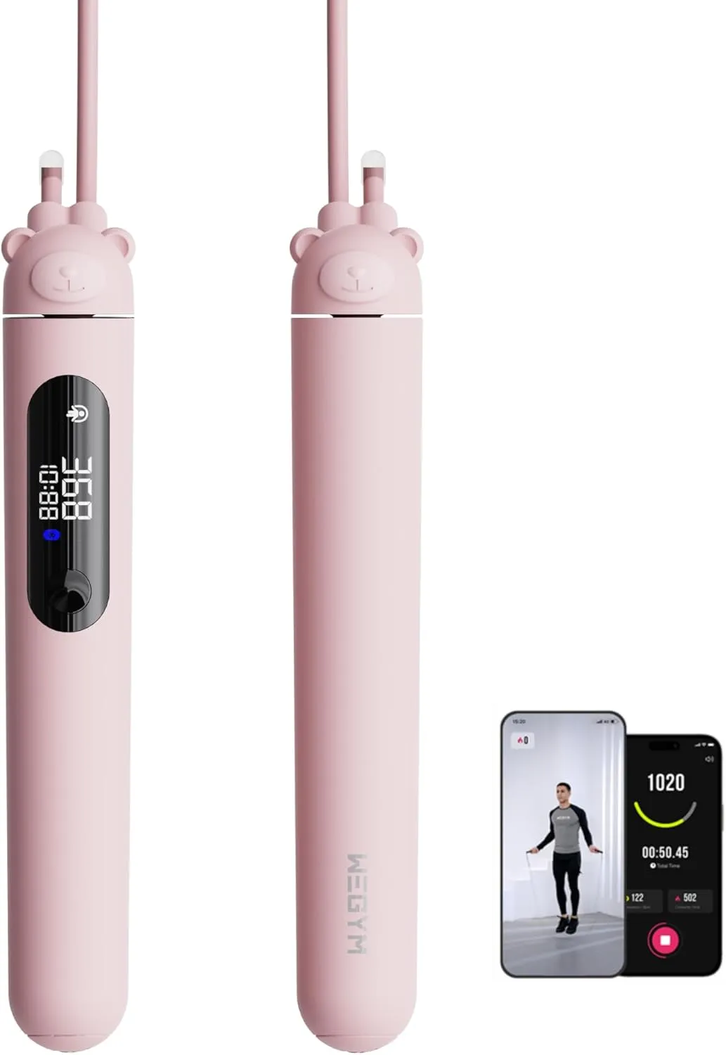 Smart Jump Rope for Men Women, Adjustable Jump Rope for Indoor Outdoor Workout, Jump Counting, Tracking - Data Analysis LED Display Screen Rechargeable Skipping Rope Fitness Gift for Adults Kids
