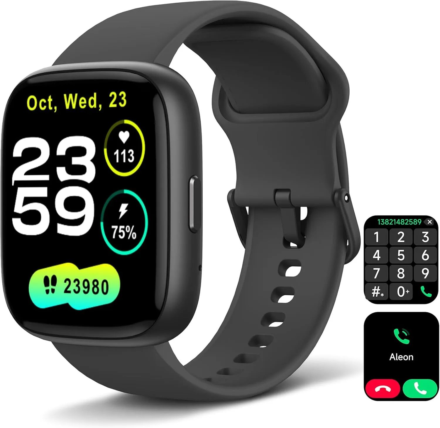 Smart Watch for Men Women, Alexa Built-in, Answer/Make Calls, 1.8" HD Fitness Tracker, IP68 Waterproof 100  Sport Mode Activity Tracker, Heart Rate Sleep Monitor, iOS Android