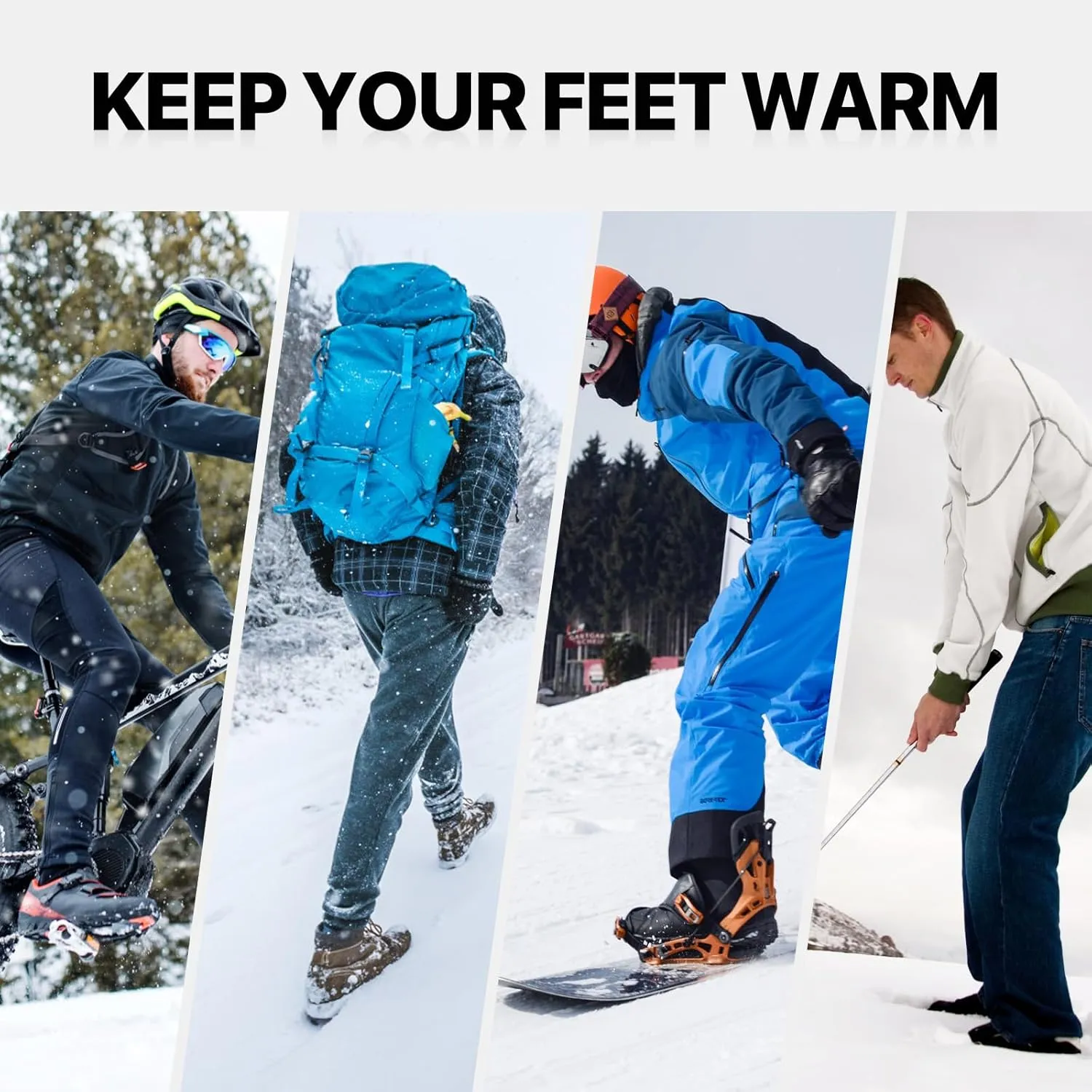SNOW DEER Heated Socks for Men & Women, 7.4V Rechargeable Battery, Electric Foot Warmers for Skiing, Hunting, Fishing, Camping, Hiking