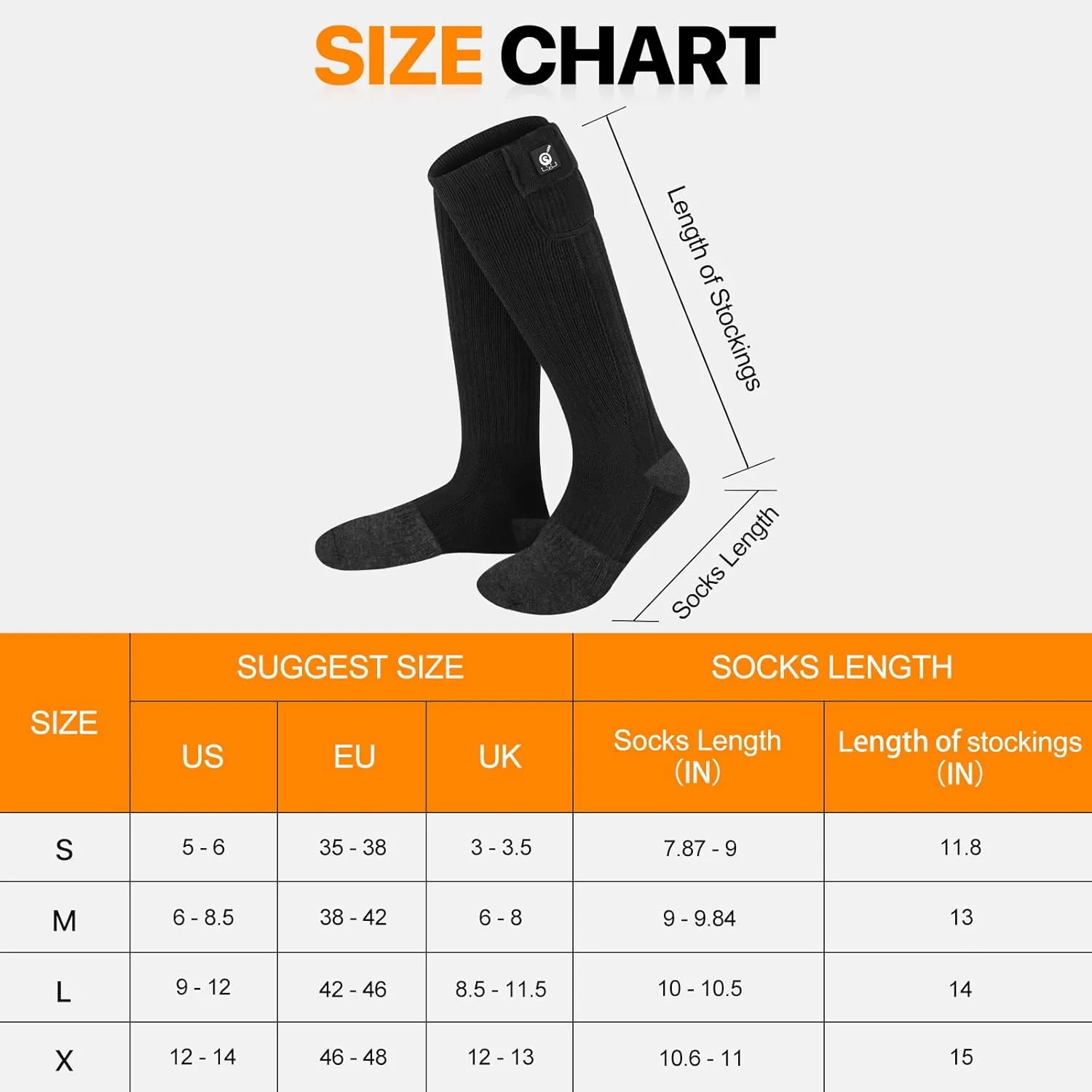 SNOW DEER Heated Socks for Men & Women, 7.4V Rechargeable Battery, Electric Foot Warmers for Skiing, Hunting, Fishing, Camping, Hiking