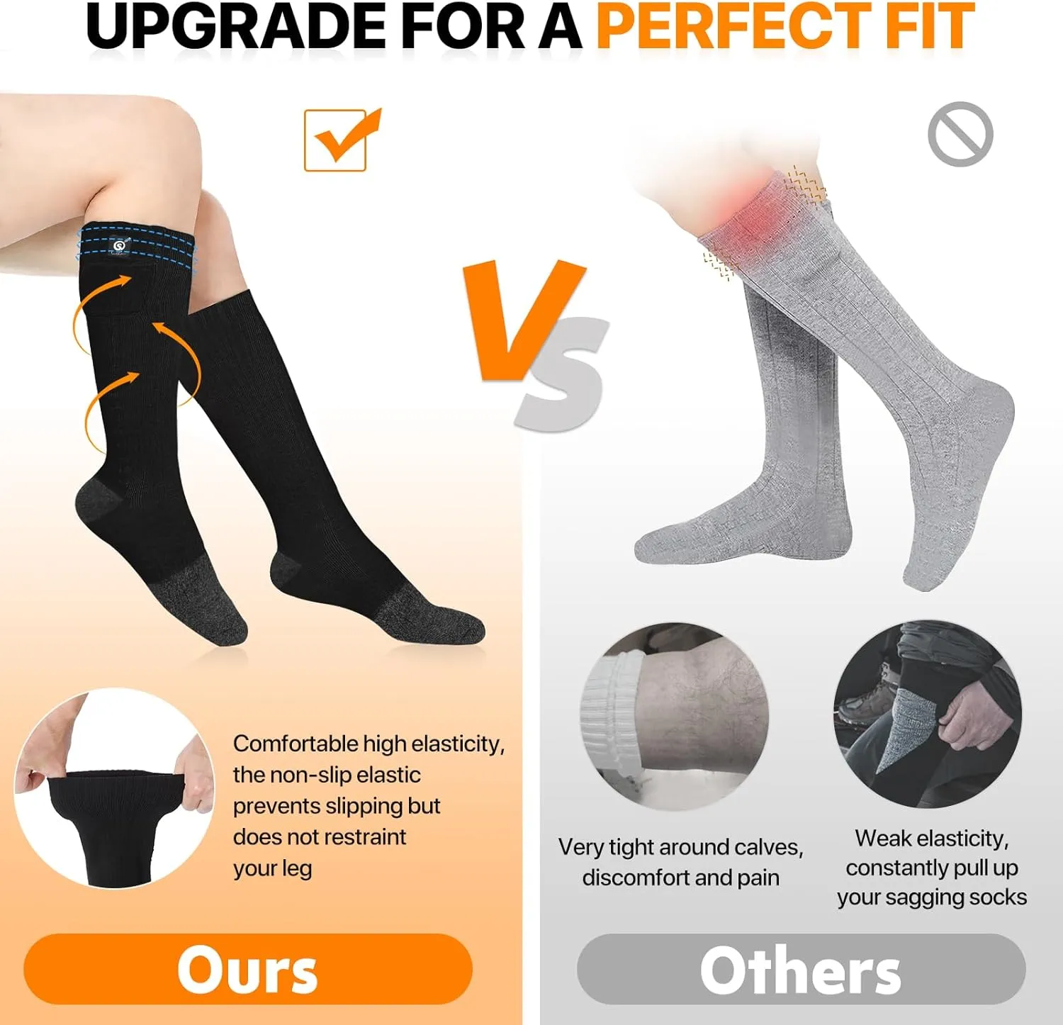SNOW DEER Heated Socks for Men & Women, 7.4V Rechargeable Battery, Electric Foot Warmers for Skiing, Hunting, Fishing, Camping, Hiking