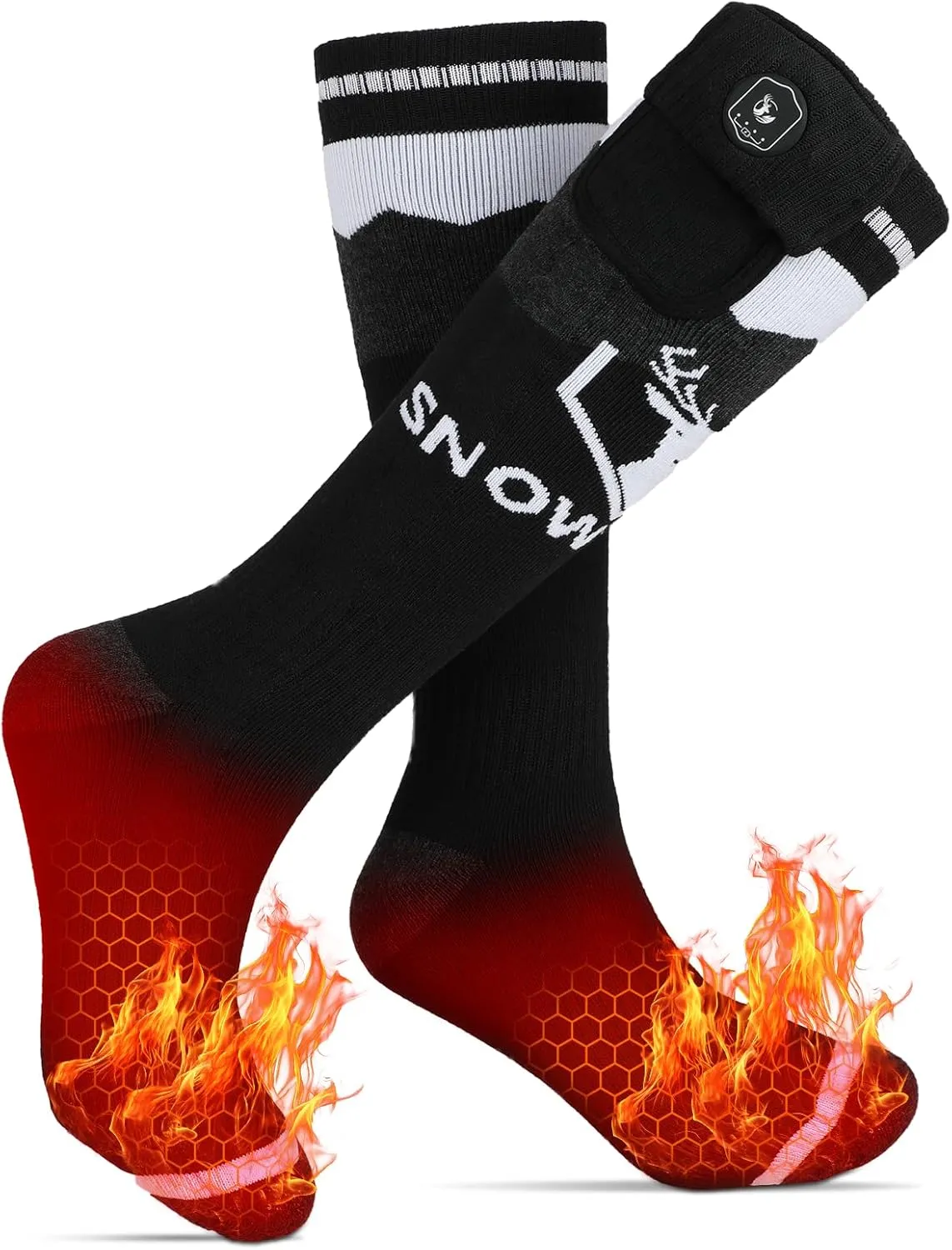 SNOW DEER Heated Socks,Upgraded 7.4V Rechargeable Battery Electric Socks for Men Women,Winter Cold Weather Warm Socks for Huting Fishing Camping Hiking Skiing Foot Warmer
