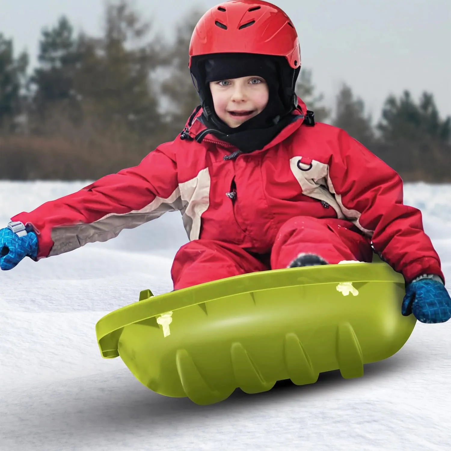 Snow Joe Snow Sled for Kids 4 & Up, Fits 2 Riders, 34-48-inch
