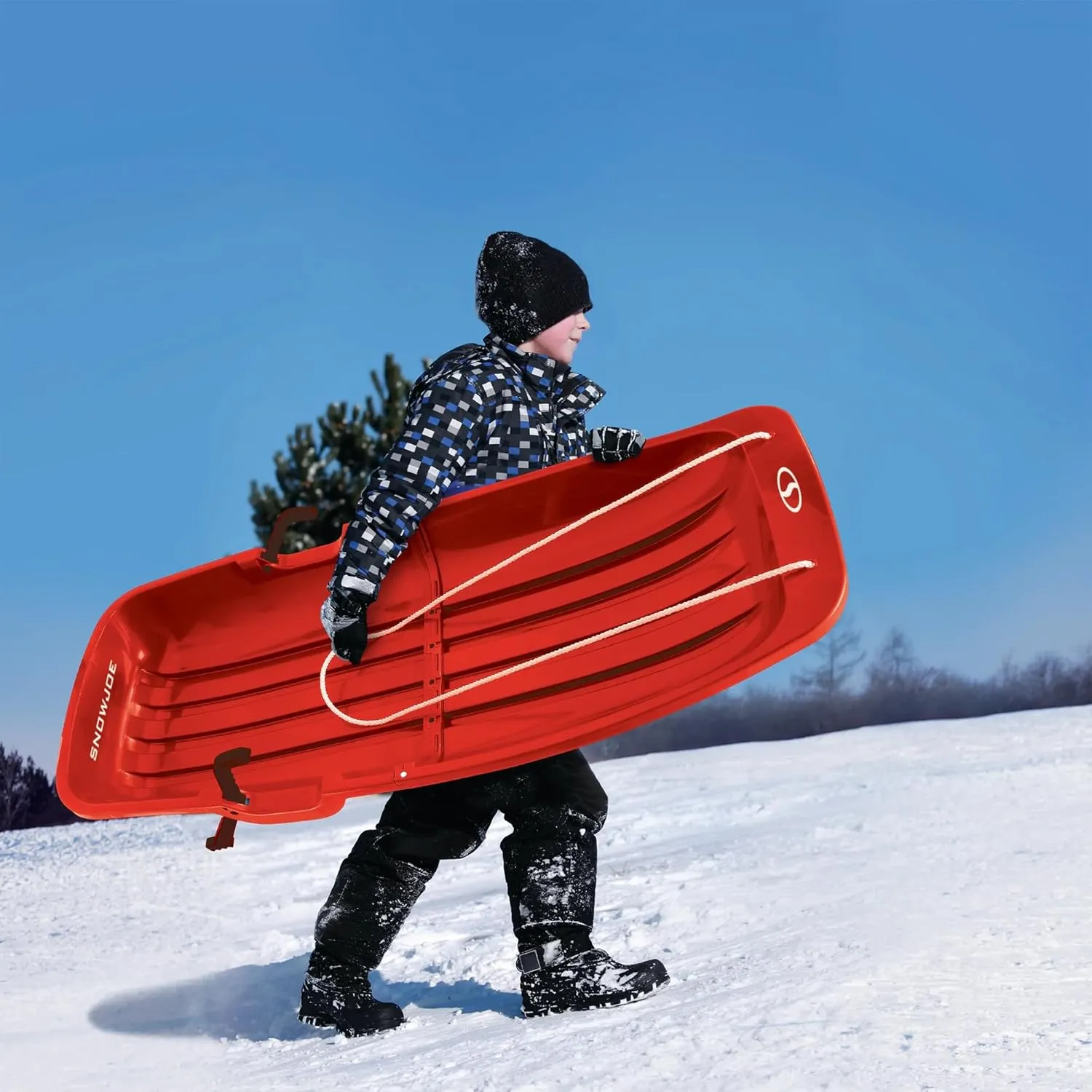 Snow Joe Snow Sled for Kids 4 & Up, Fits 2 Riders, 34-48-inch