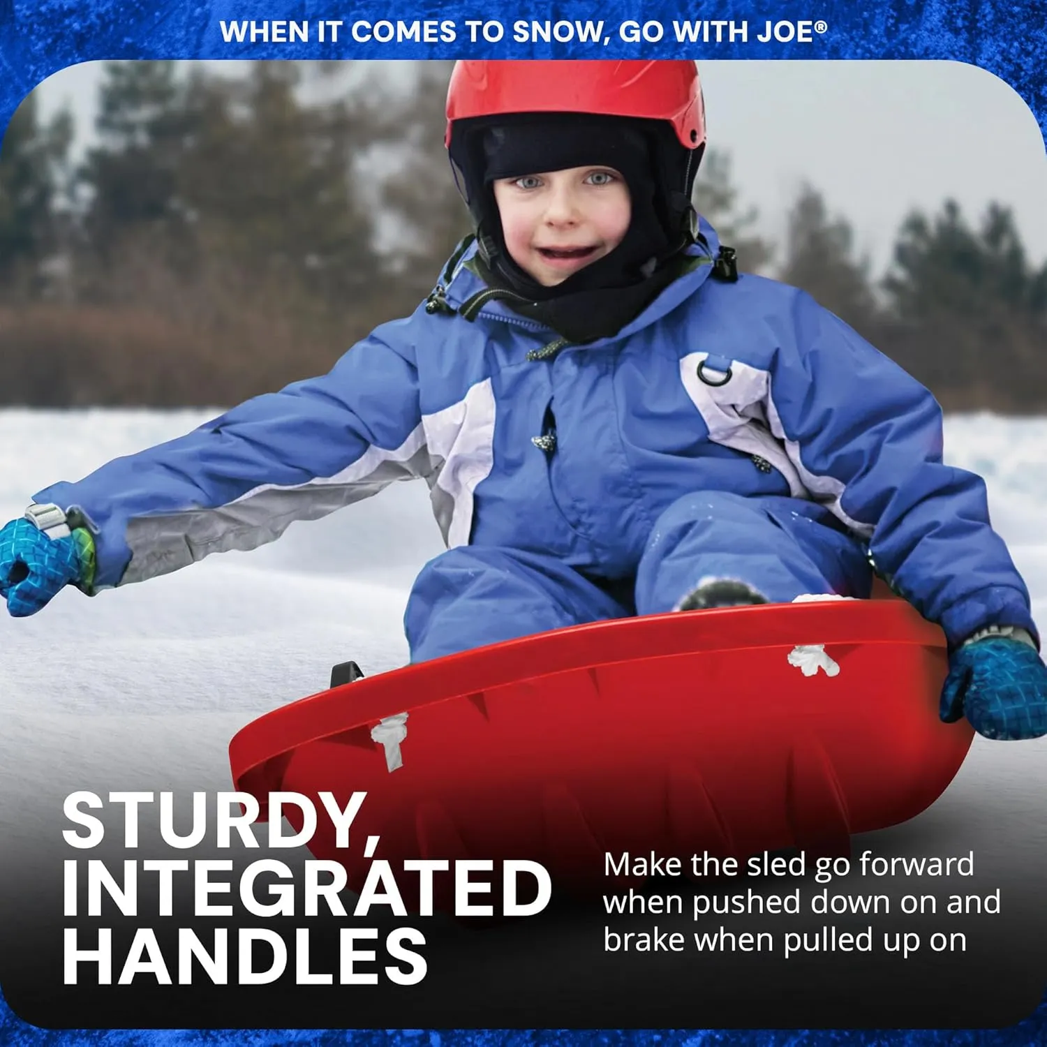 Snow Joe Snow Sled for Kids 4 & Up, Fits 2 Riders, 34-48-inch