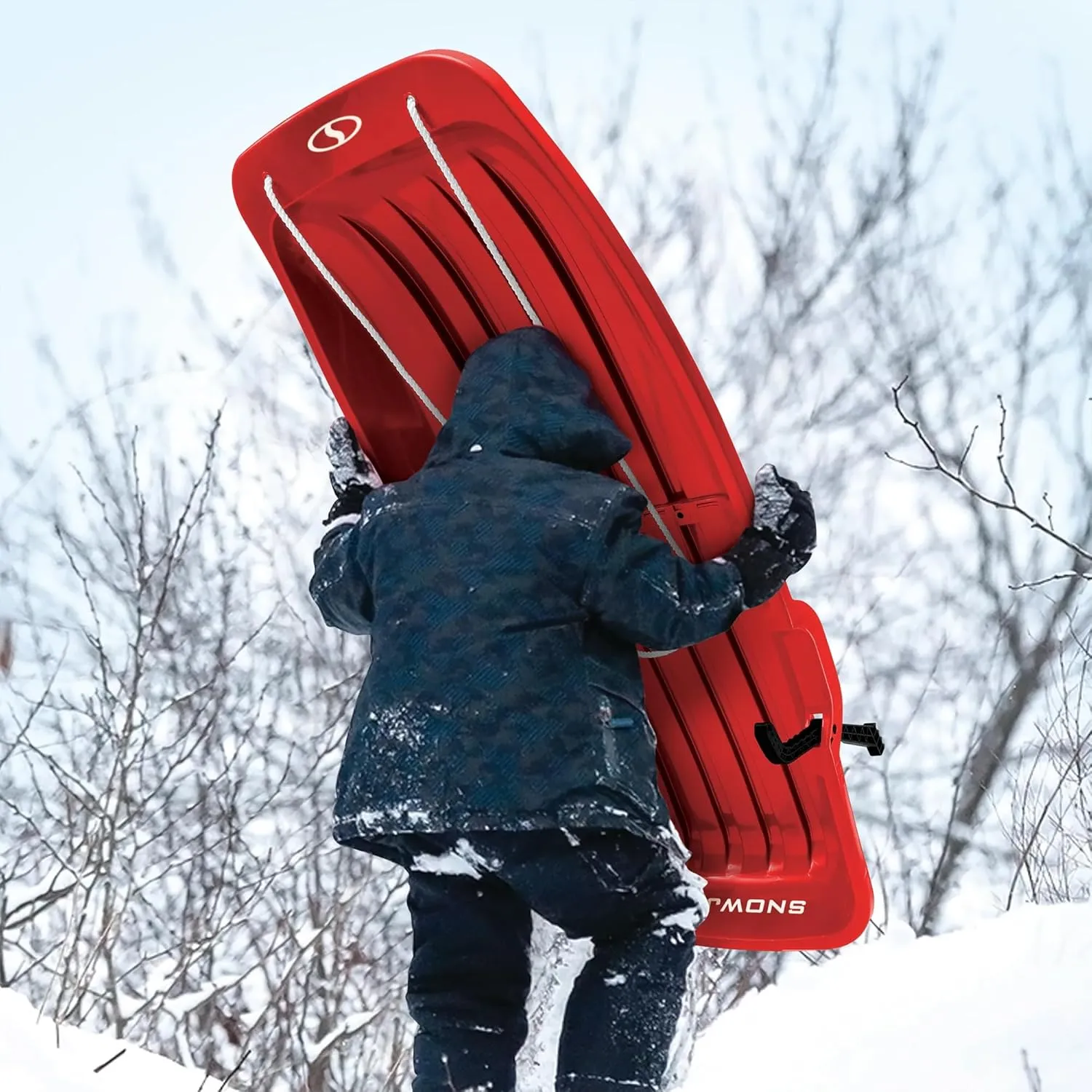 Snow Joe Snow Sled for Kids 4 & Up, Fits 2 Riders, 34-48-inch