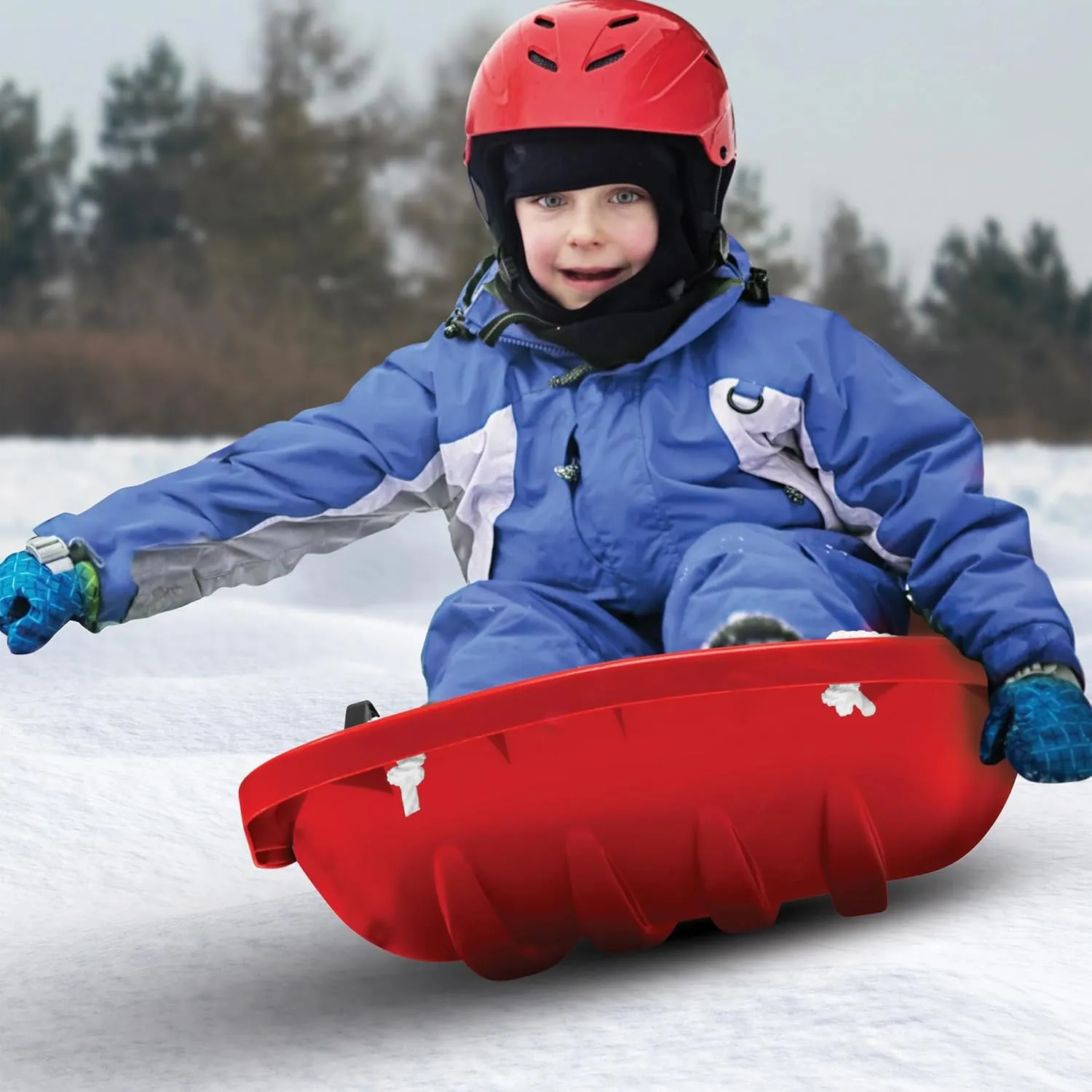 Snow Joe Snow Sled for Kids 4 & Up, Fits 2 Riders, 34-48-inch