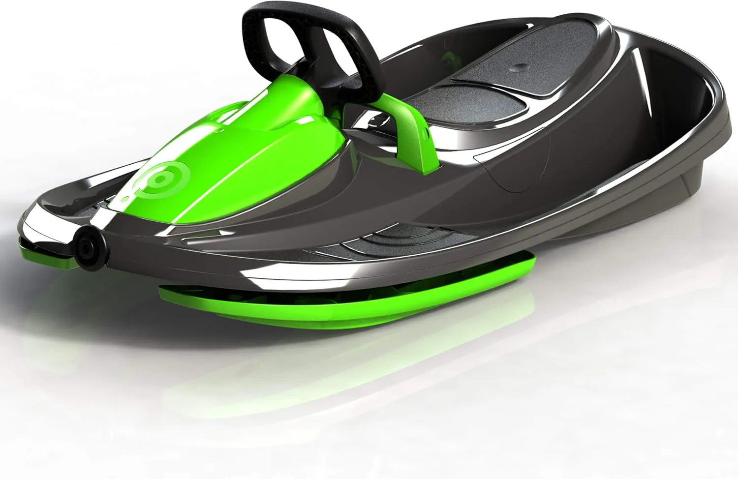 Snow Sled for Kids, Adults - Toboggan Sled, Easy Turning Steering Wheel, Anti-Slip Seat, Pull Up Brake, Durable Plastic Sled, Lightweight, Snow Sleds, Age 3  260 lbs