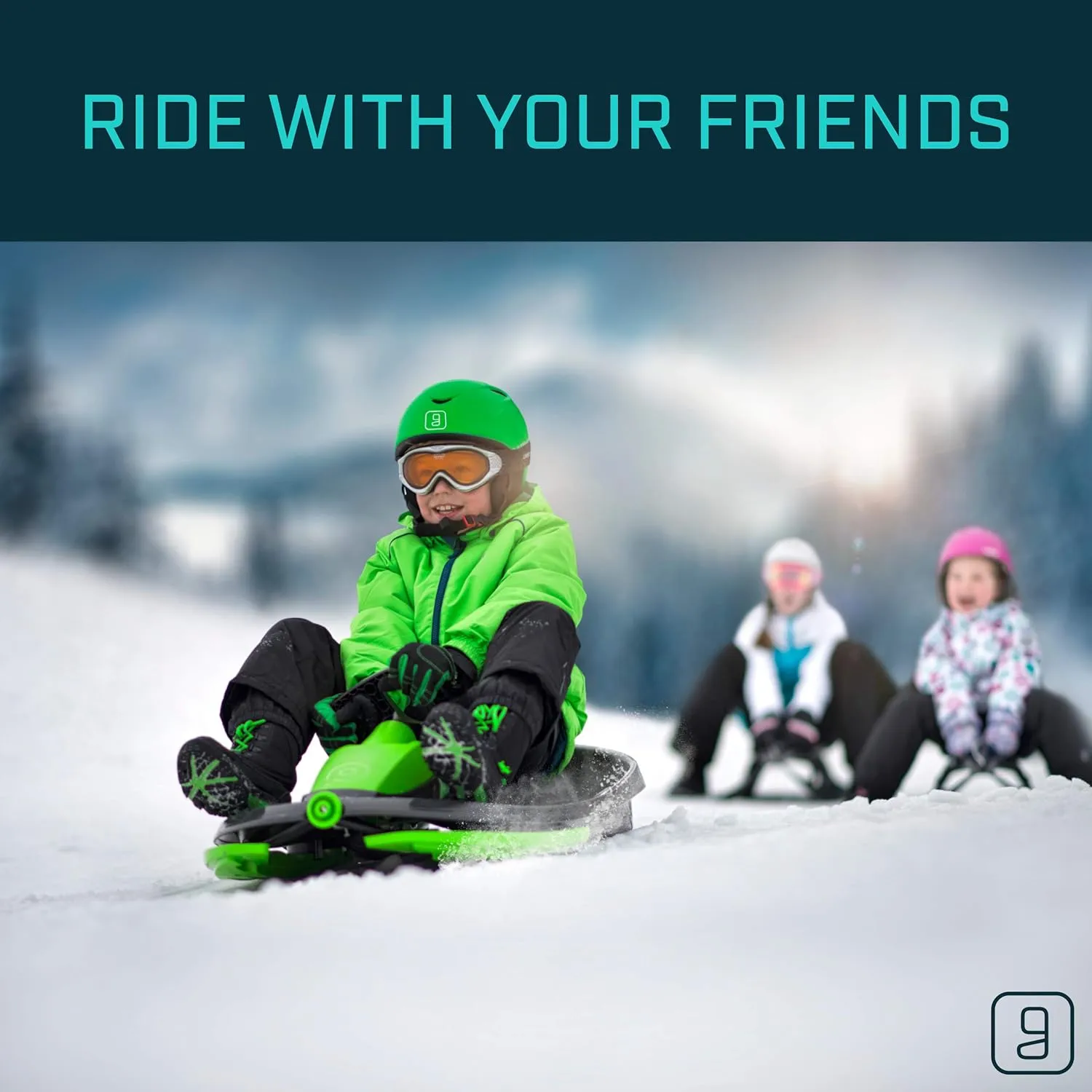 Snow Sled for Kids, Adults - Toboggan Sled, Easy Turning Steering Wheel, Anti-Slip Seat, Pull Up Brake, Durable Plastic Sled, Lightweight, Snow Sleds, Age 3  260 lbs