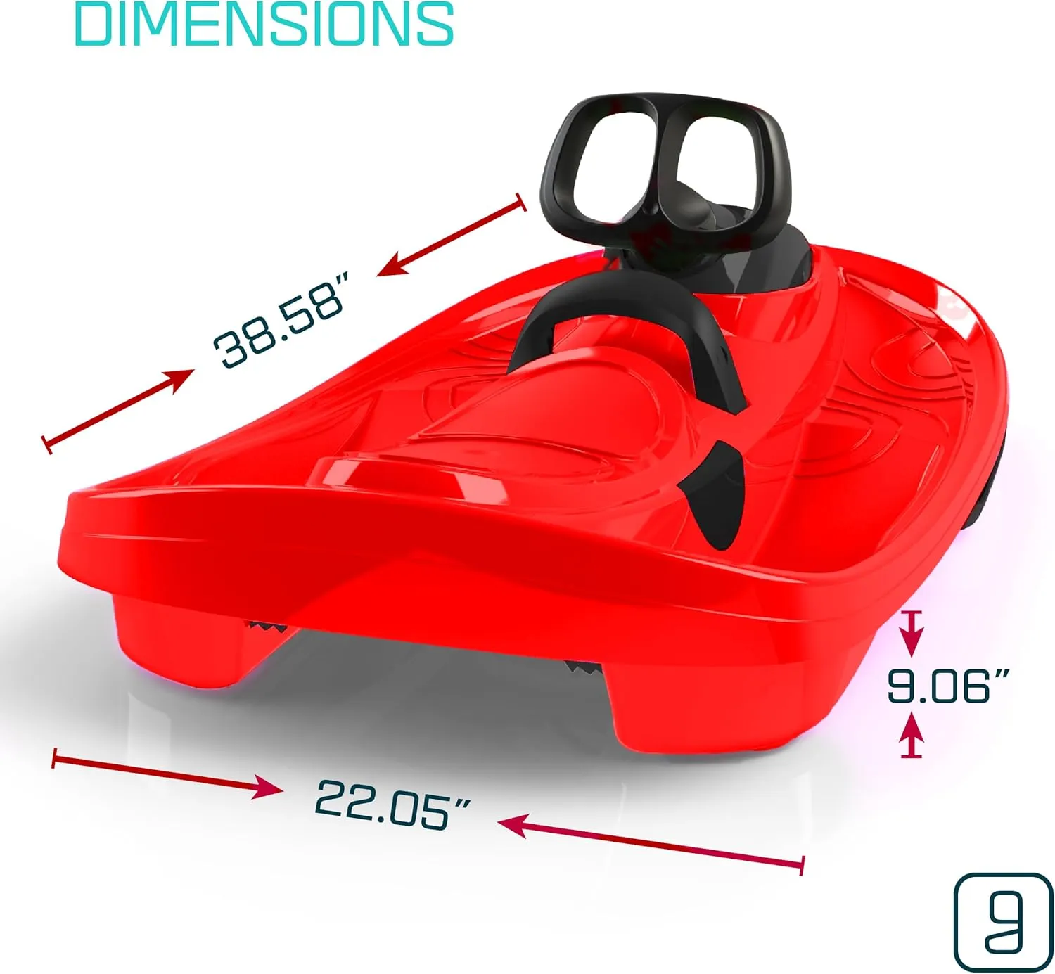 Snow Sled for Kids, Adults - Toboggan Sled, Easy Turning Steering Wheel, Anti-Slip Seat, Pull Up Brake, Durable Plastic Sled, Lightweight, Snow Sleds, Age 3  260 lbs