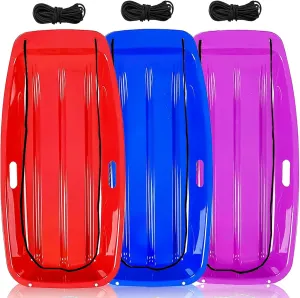 Snow Sled,Classical Plastics Snow Sled for Kid and Adult with Handles and Ropes 1-2 Rider for Winter Skiing Snowboard Outdoor Sledding Gift 35"