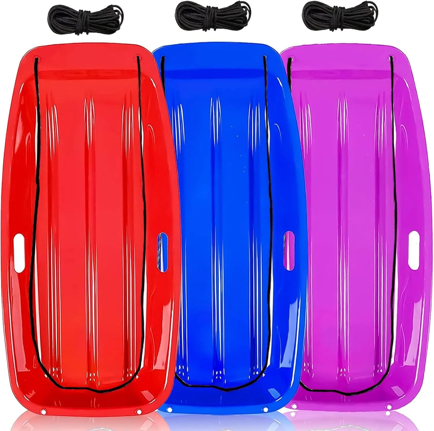 Snow Sled,Classical Plastics Snow Sled for Kid and Adult with Handles and Ropes 1-2 Rider for Winter Skiing Snowboard Outdoor Sledding Gift 35"