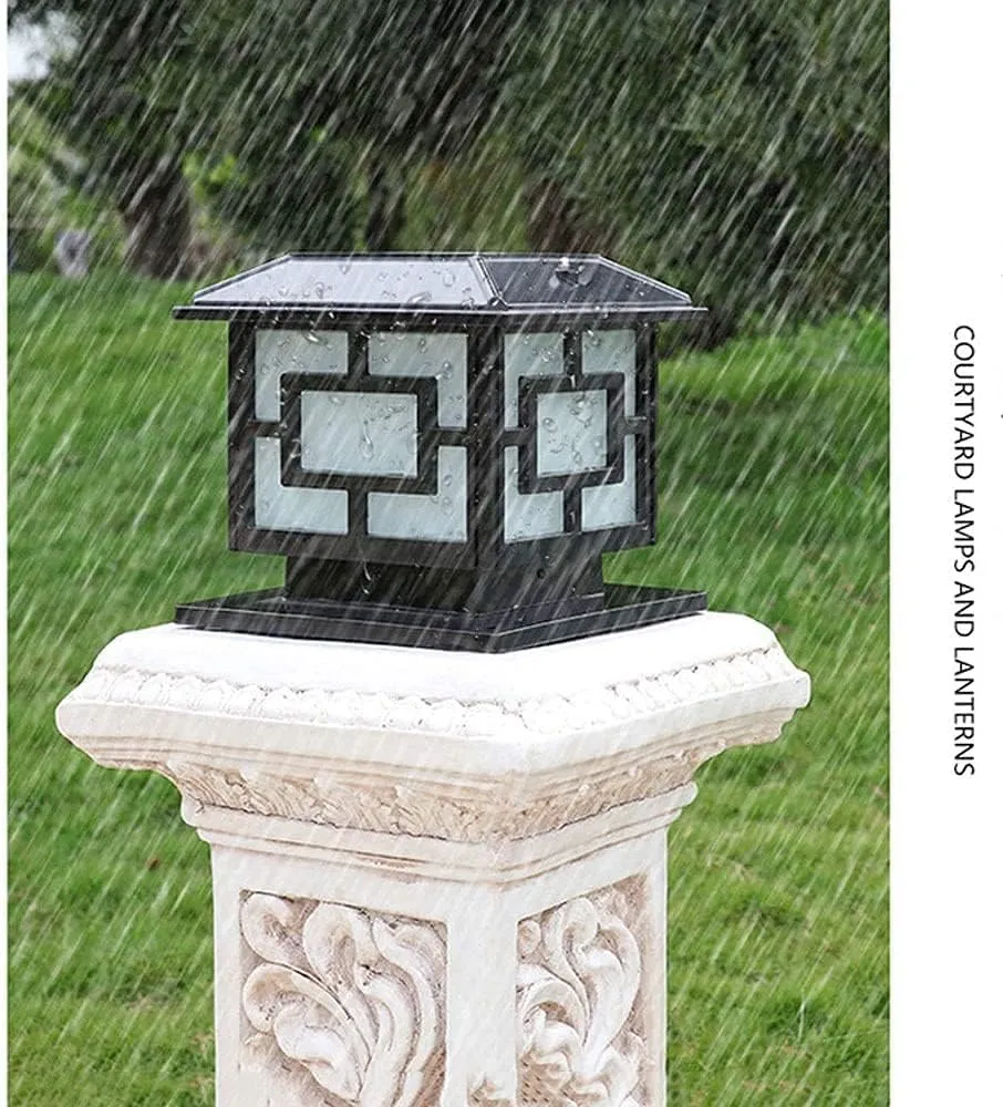 Solar Column Head lamp, Outdoor Waterproof Doorpost lamp, Wall lamp, Outdoor Column Head lamp, Column lamp Column lamp, Landscape Lighting, Outdoor Garden lamp, Super Bright Household Solar