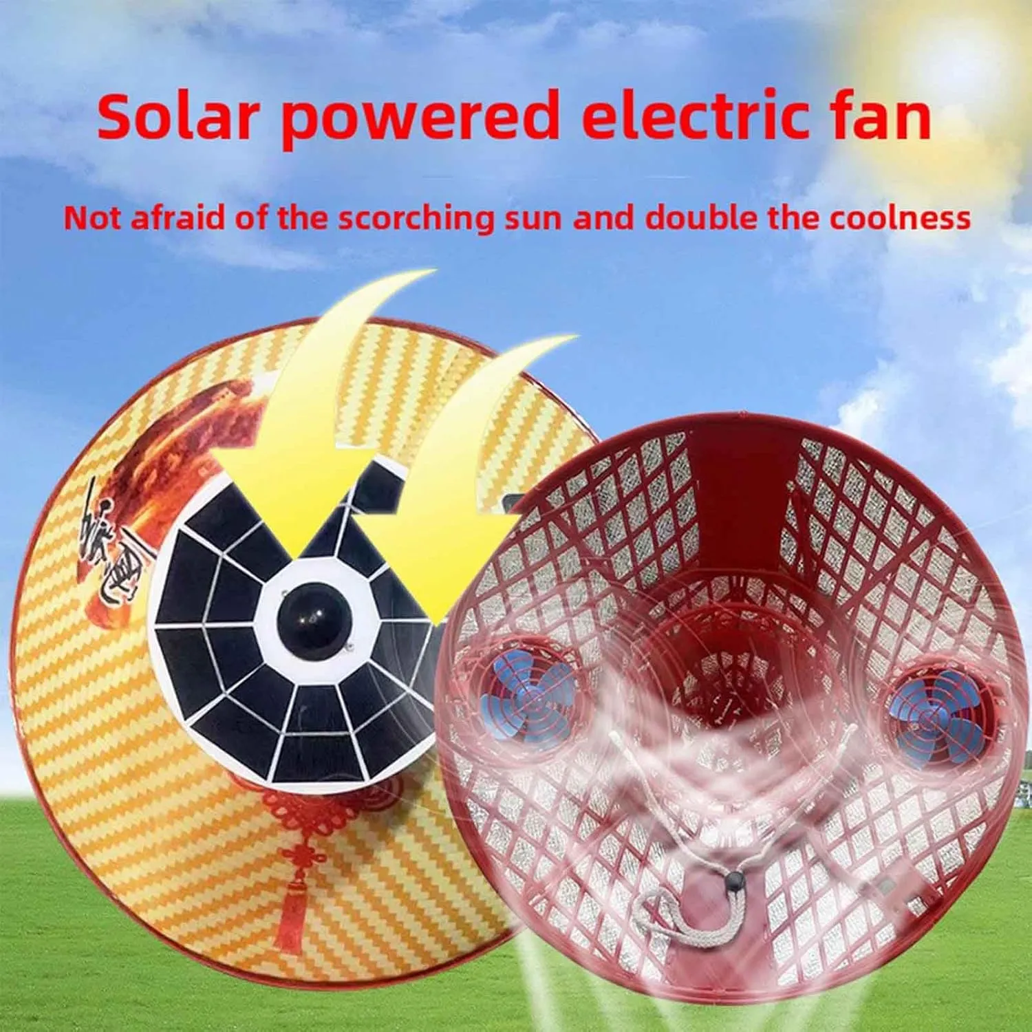 Solar Powered Cooling Hat with Fan| Outdoor Solar Fan | Wireless Rechargeable | for Outdoor, Farming & Fishing