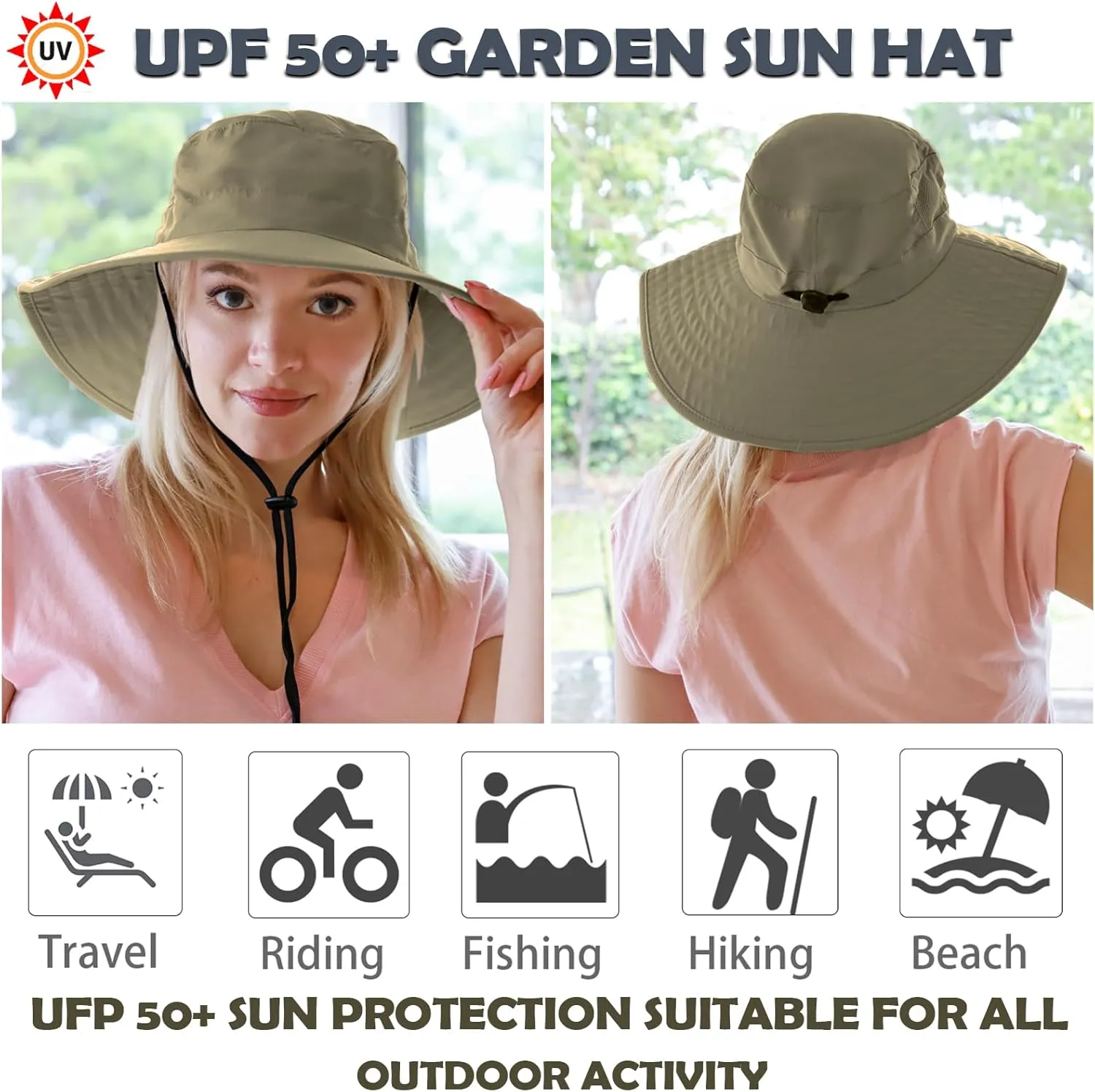 Solaris Wide Brim Women Sun Hat, UPF 50  Sun Protection Outdoor Hat for Gardening Hiking Safari, Only Suitable Small Head