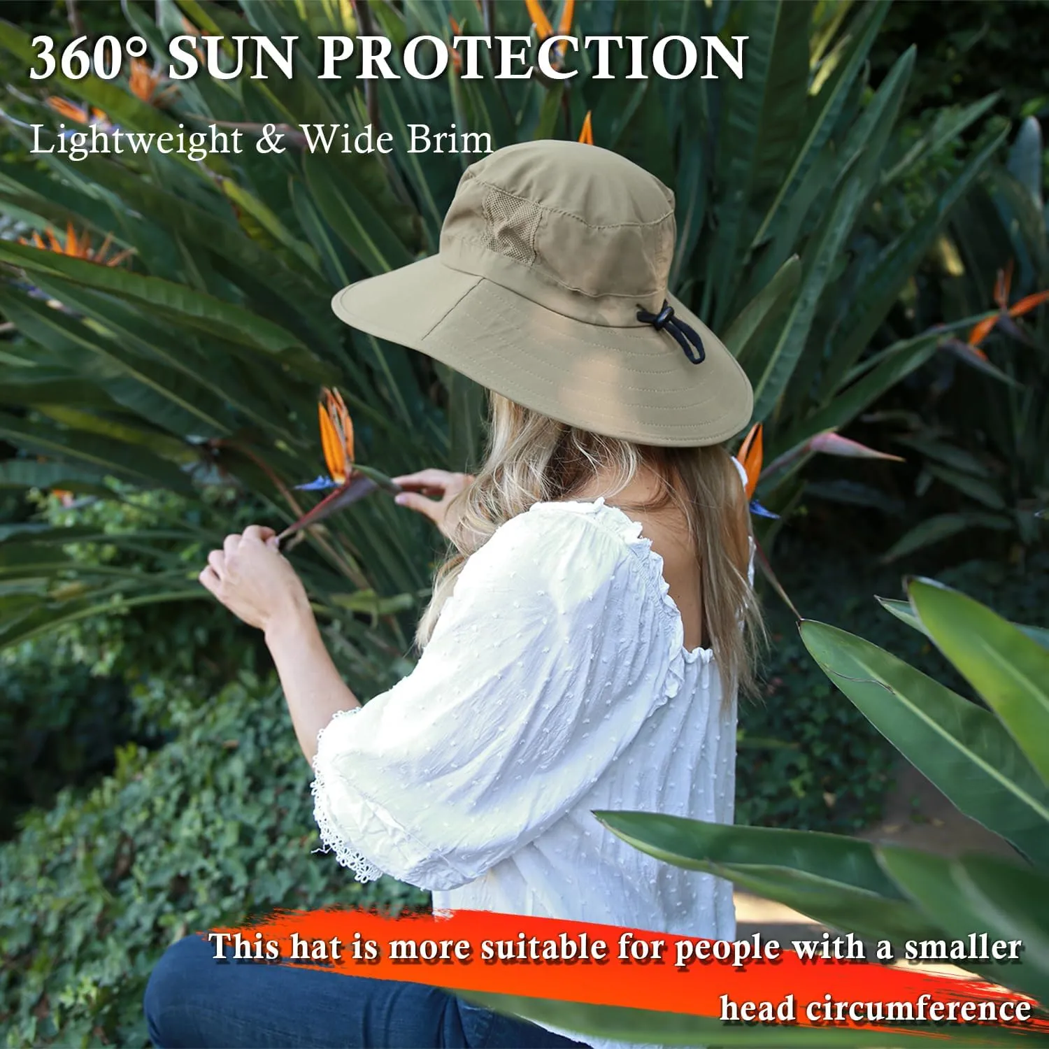 Solaris Wide Brim Women Sun Hat, UPF 50  Sun Protection Outdoor Hat for Gardening Hiking Safari, Only Suitable Small Head