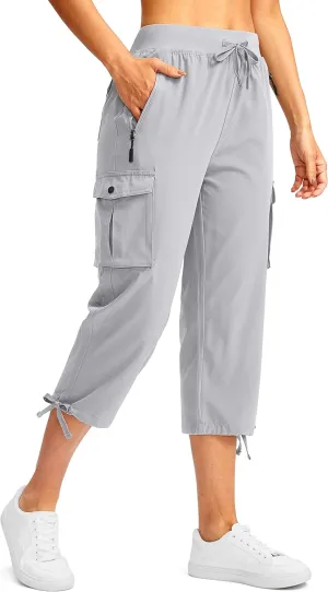 Soothfeel Women's Cargo Capris Pants with 6 Pockets Lightweight Quick Dry Travel Hiking Summer Pants for Women Casual