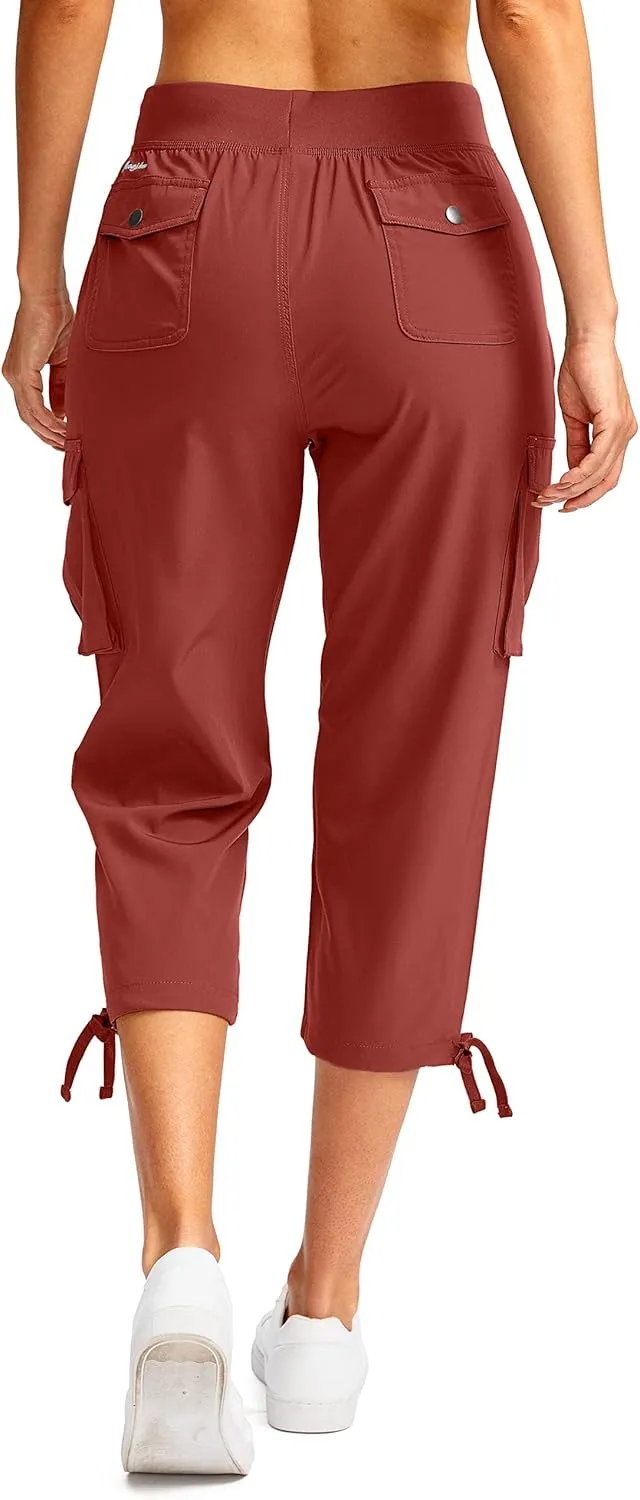 Soothfeel Women's Cargo Capris Pants with 6 Pockets Lightweight Quick Dry Travel Hiking Summer Pants for Women Casual
