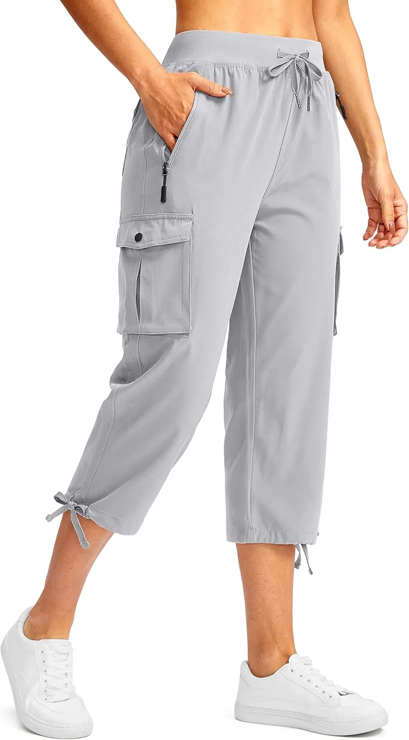 Soothfeel Women's Cargo Capris Pants with 6 Pockets Lightweight Quick Dry Travel Hiking Summer Pants for Women Casual