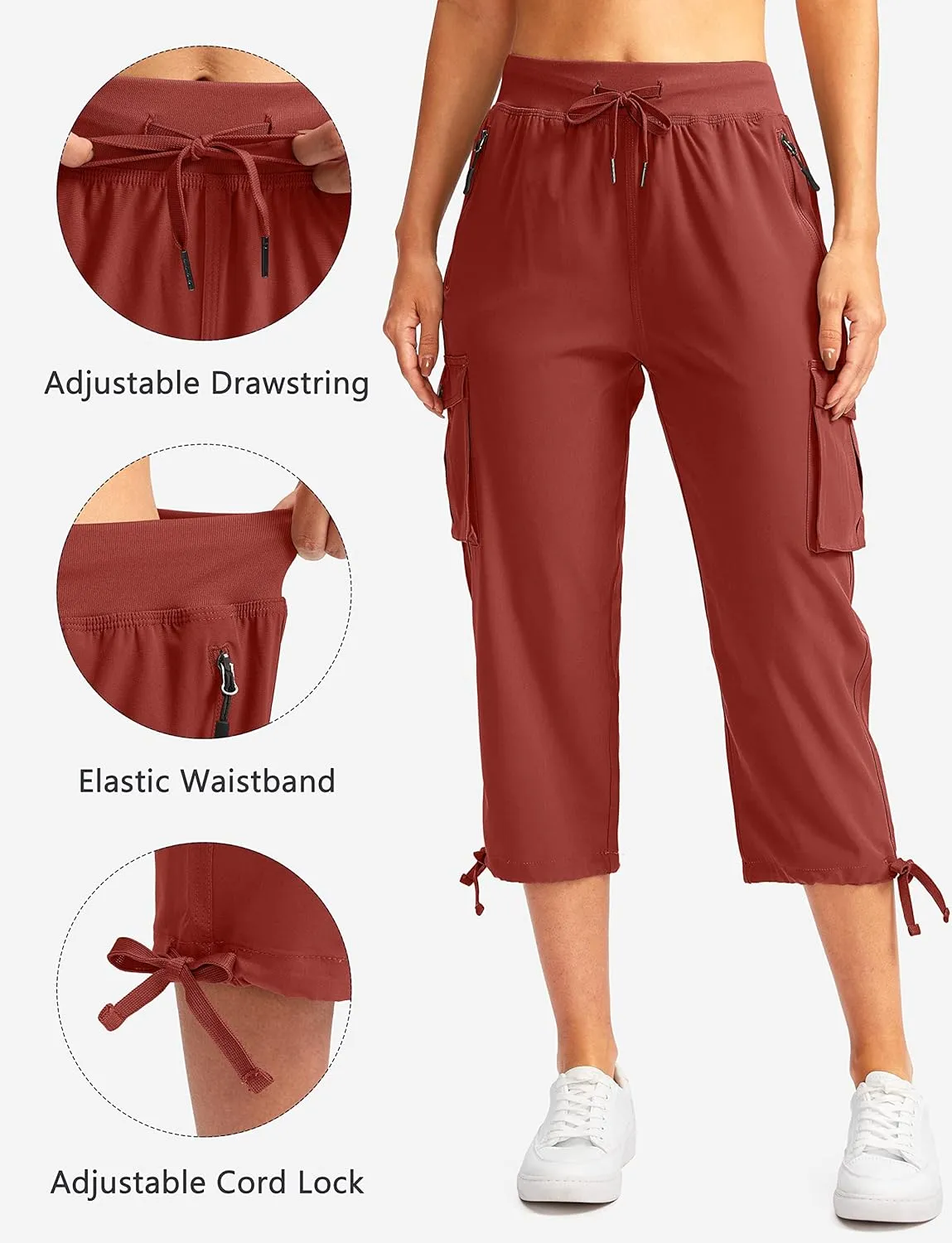 Soothfeel Women's Cargo Capris Pants with 6 Pockets Lightweight Quick Dry Travel Hiking Summer Pants for Women Casual