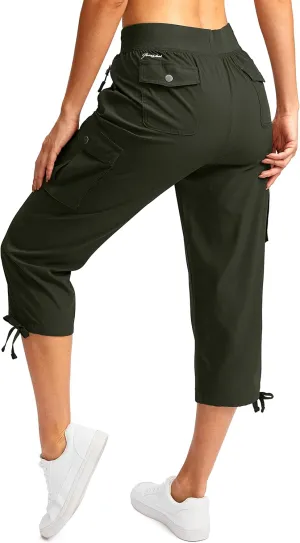 Soothfeel Women's Cargo Capris Pants with 6 Pockets Lightweight Quick Dry Travel Hiking Summer Pants for Women Casual