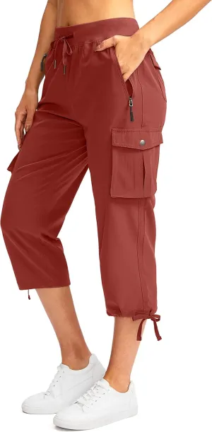 Soothfeel Women's Cargo Capris Pants with 6 Pockets Lightweight Quick Dry Travel Hiking Summer Pants for Women Casual