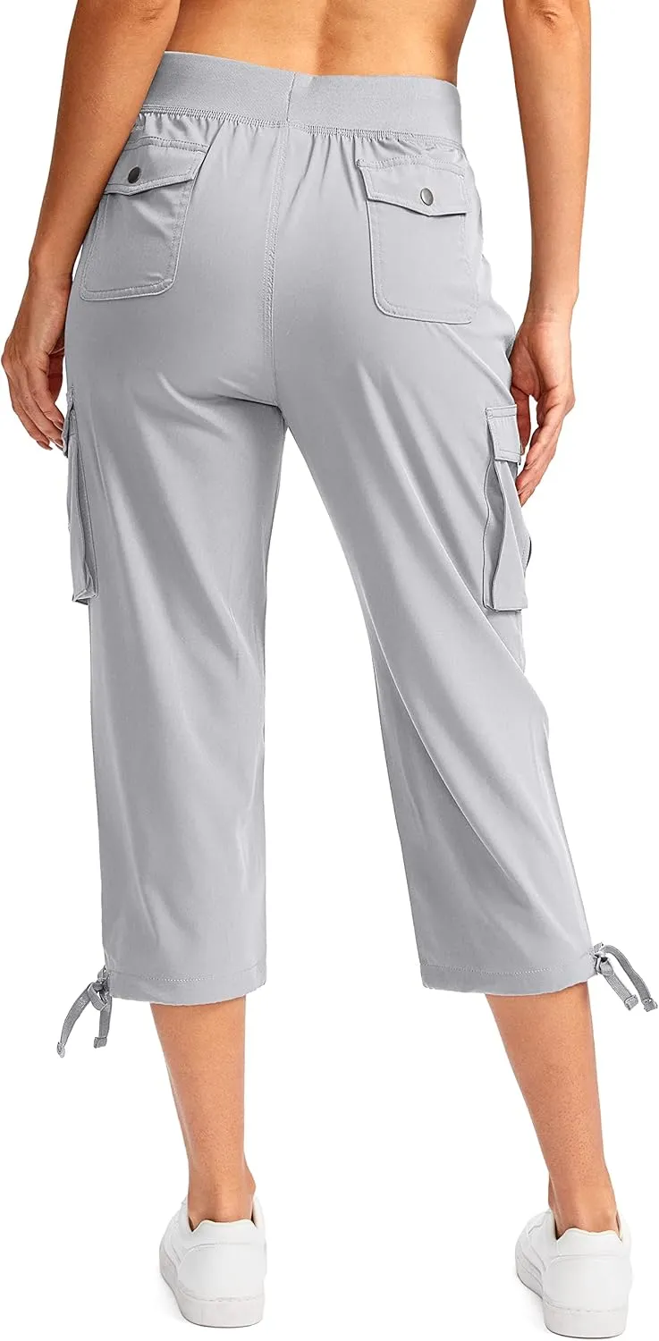 Soothfeel Women's Cargo Capris Pants with 6 Pockets Lightweight Quick Dry Travel Hiking Summer Pants for Women Casual