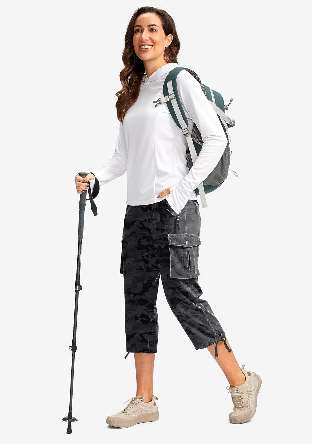 Soothfeel Women's Cargo Capris Pants with 6 Pockets Lightweight Quick Dry Travel Hiking Summer Pants for Women Casual