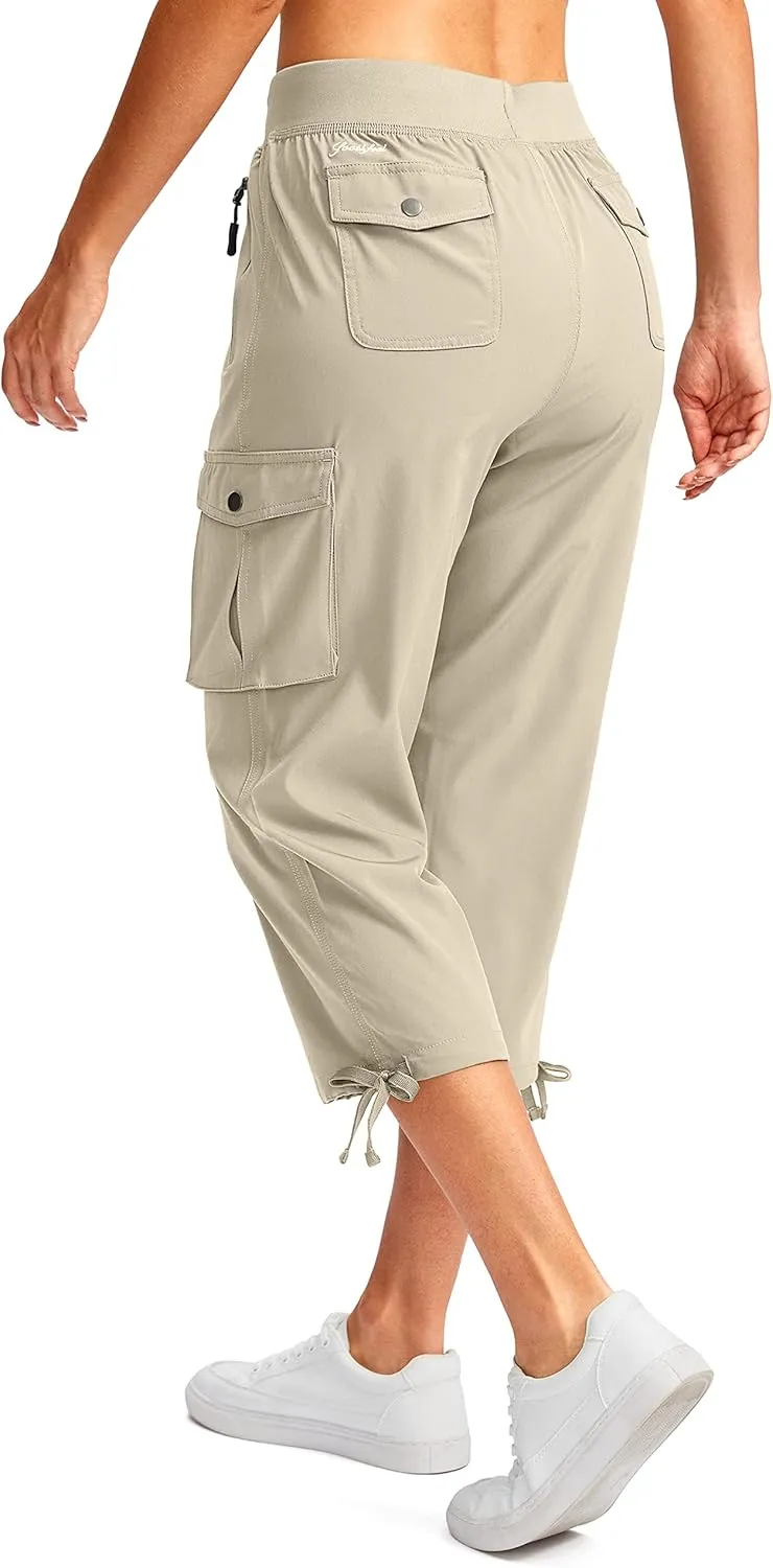 Soothfeel Women's Cargo Capris Pants with 6 Pockets Lightweight Quick Dry Travel Hiking Summer Pants for Women Casual