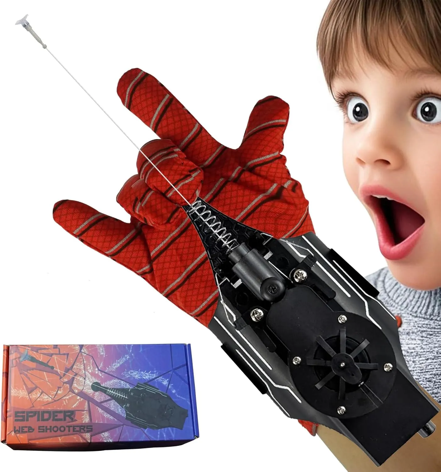 Spider Silk Launcher for Kids,Web Shooters- USB Type c Charging, Launch Distance 8ft - Can Grab Small Objects-Variety of Play Modes (Black)
