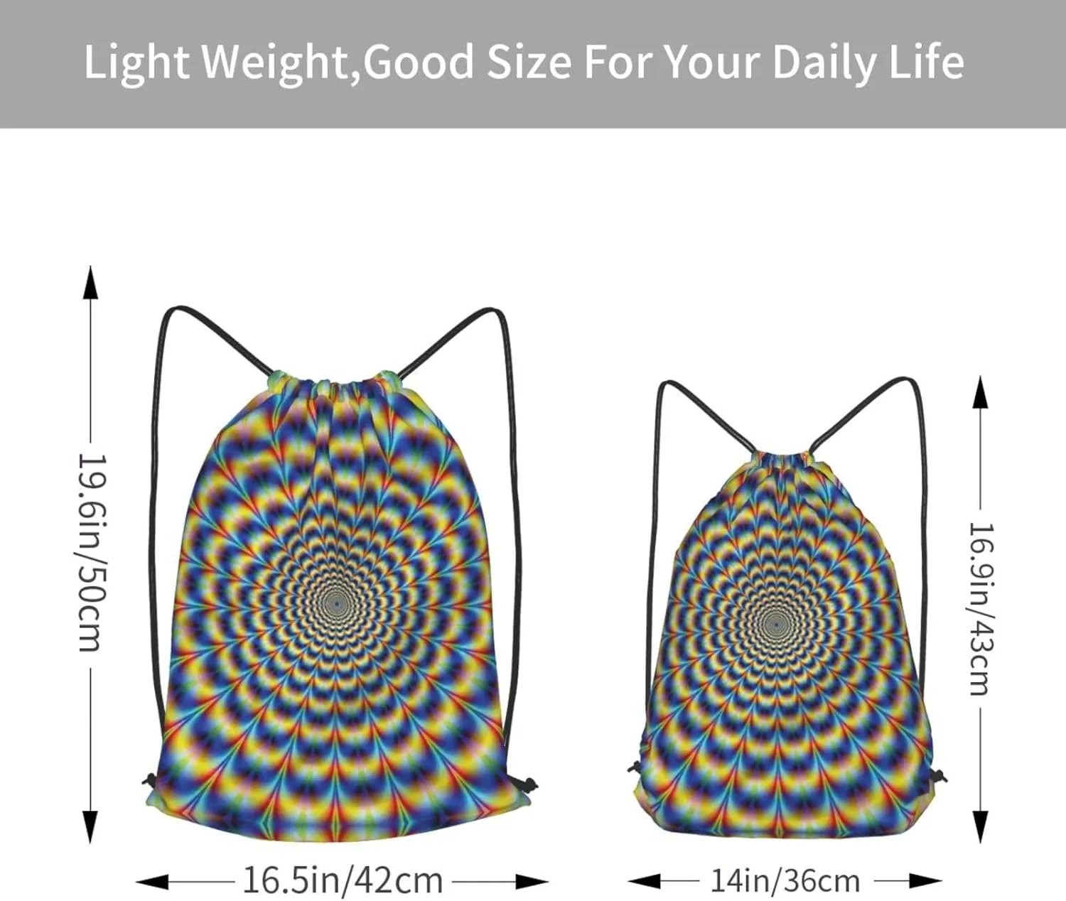 Spiral Optical Illusion Gif Drawstring Cinch Backpack Polyester Sack Pack String Bag For Hiking Camping Adventure