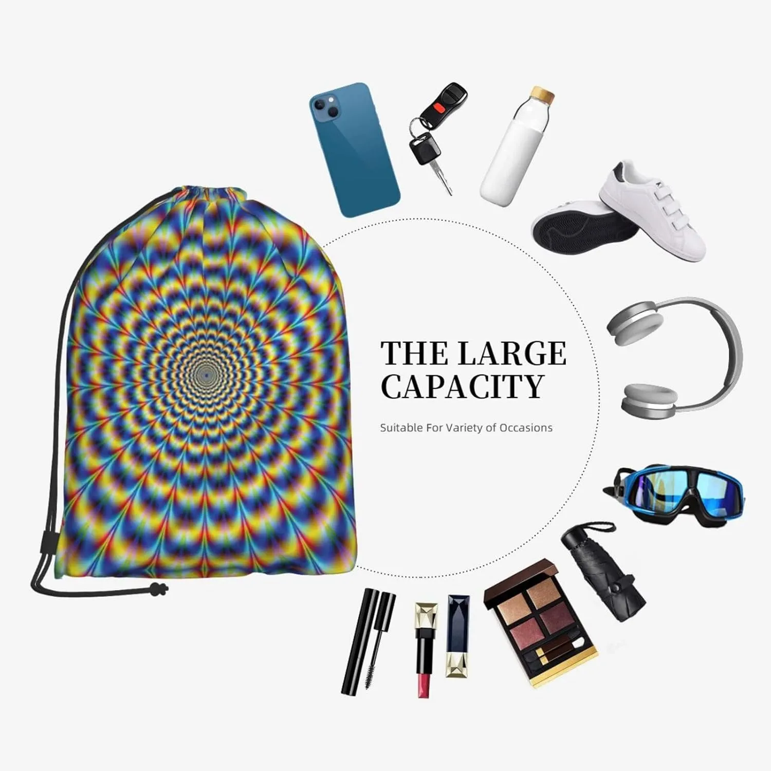 Spiral Optical Illusion Gif Drawstring Cinch Backpack Polyester Sack Pack String Bag For Hiking Camping Adventure