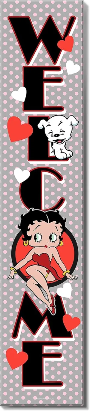 Spoontiques Betty Boop Porch Sign - Decorative Home Décor Wooden Signs - Rustic Outdoor Decoration - Durable and Weatherproof - Entryway Decoration - 8” x 40”