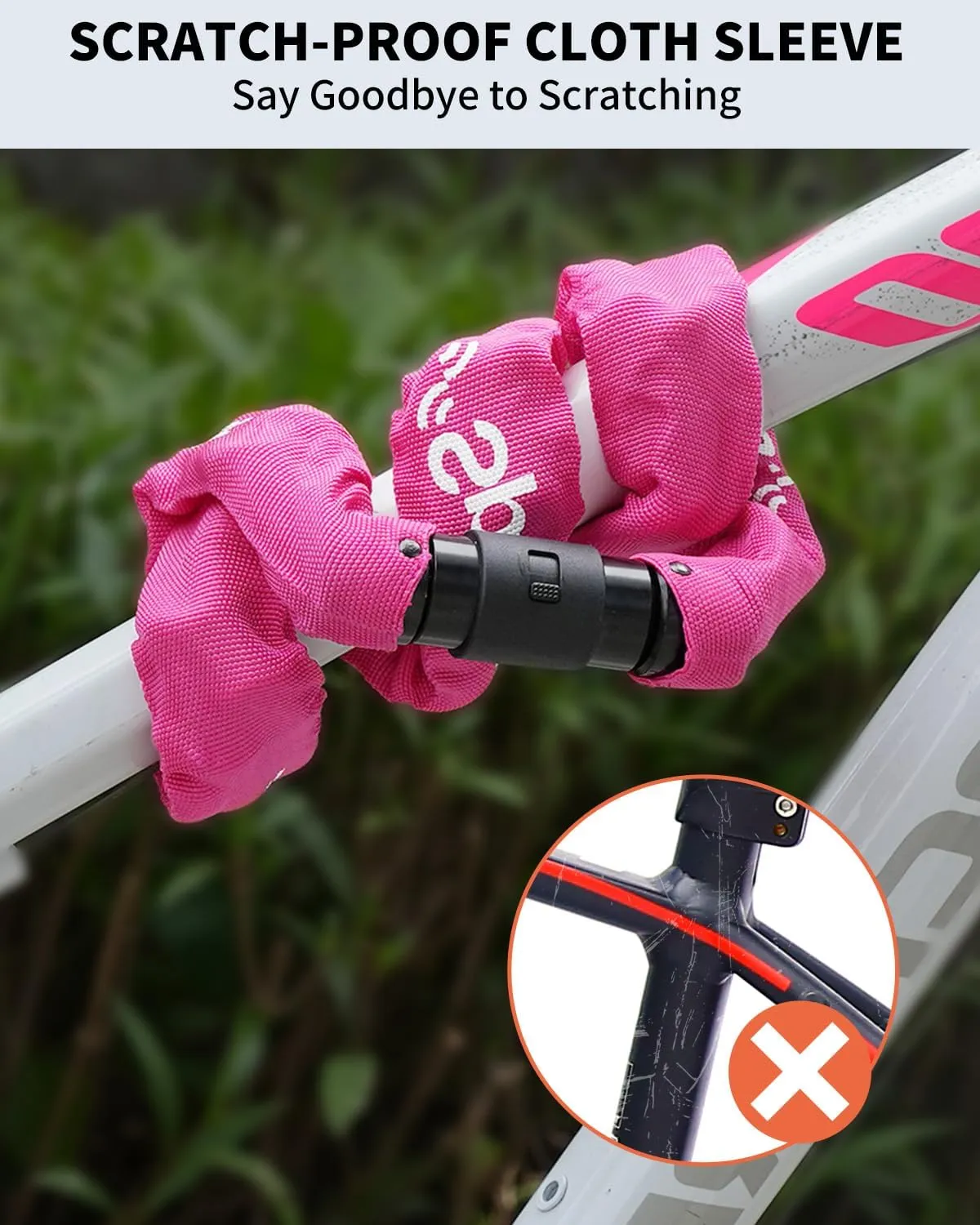 Sportneer Bike Lock: 8mm Thick High Security Anti Theft Bike Chain Lock with 2 Keys- 3.2/4ft Long Heavy Duty Anti-Cut Bicycle Lock for Bike, Motorcycle, Bicycle, Door, Gate, Fence, Grill