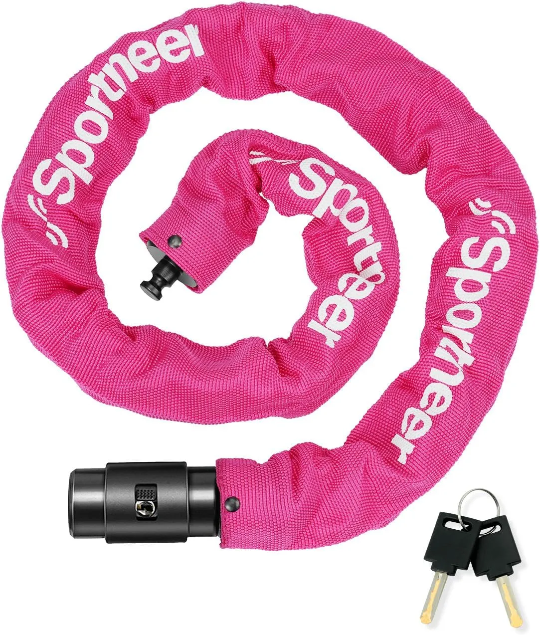 Sportneer Bike Lock: 8mm Thick High Security Anti Theft Bike Chain Lock with 2 Keys- 3.2/4ft Long Heavy Duty Anti-Cut Bicycle Lock for Bike, Motorcycle, Bicycle, Door, Gate, Fence, Grill