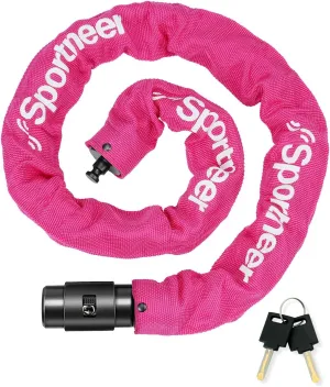 Sportneer Bike Lock: 8mm Thick High Security Anti Theft Bike Chain Lock with 2 Keys- 3.2/4ft Long Heavy Duty Anti-Cut Bicycle Lock for Bike, Motorcycle, Bicycle, Door, Gate, Fence, Grill