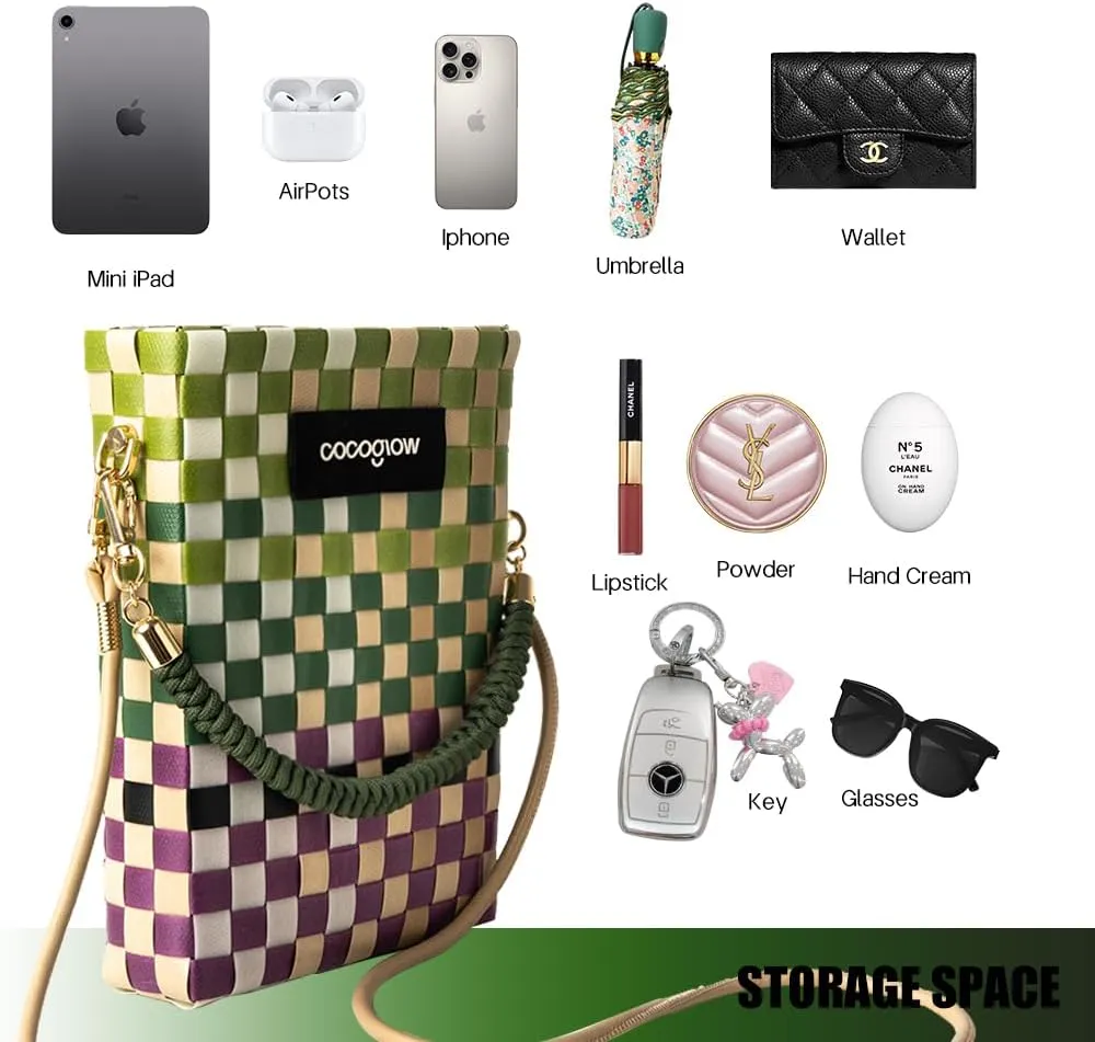 Square Cross-Body Handbag,Vintage Women's Hand-Woven Basket Bag, With Detachable Shoulder Strap and Hand Strap