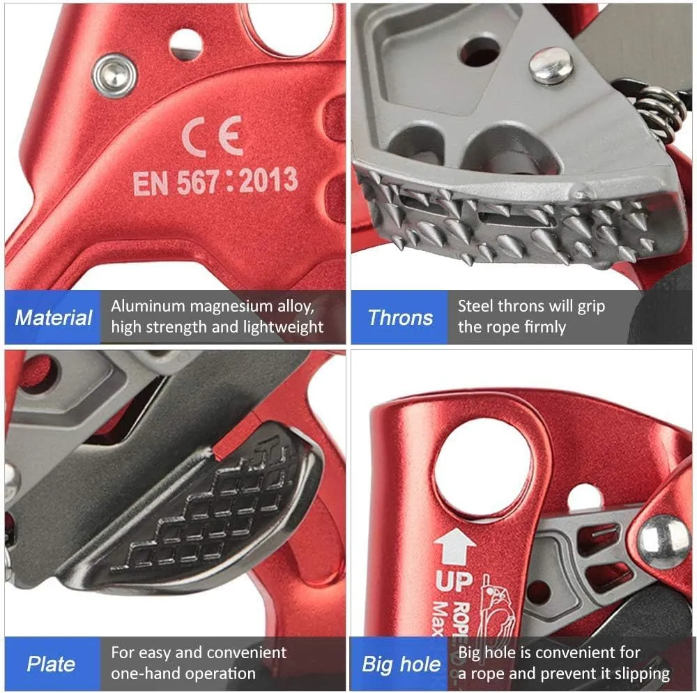SRT Climbing Hand Ascender Aviation Light Alloy Mountaineering Rock Ergonomic Rappelling Gear Equipment Left Handled Ascender Arborist Tree Climber Rigging