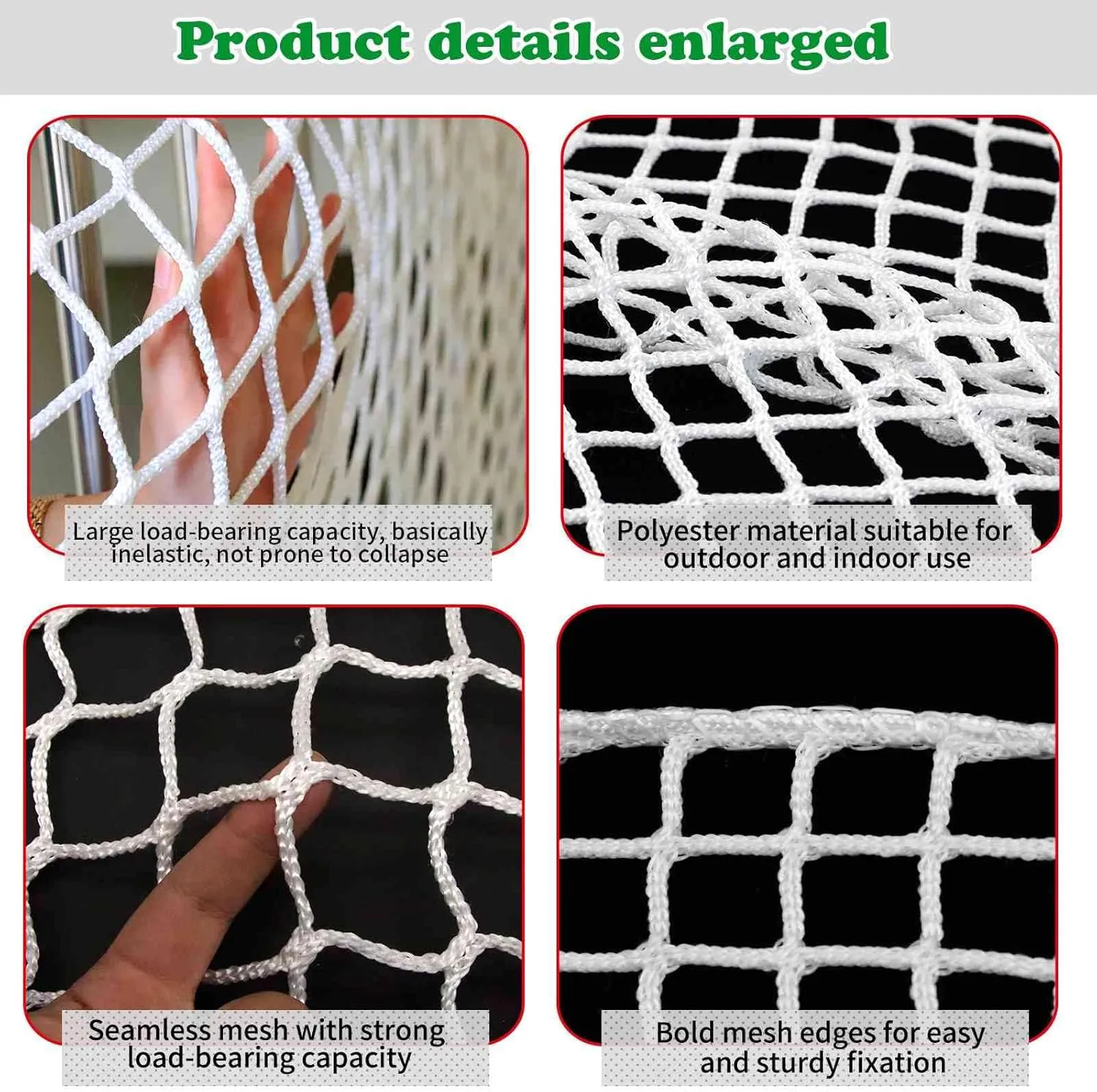 Stair Netting Child Safety Rope Net for Pets，Apartment，Balcony，Trampoline，Playground，Driveway Net for Kids Safety，Sports Netting Baseball Softball Net (White, 4.95FTx9.9FT)