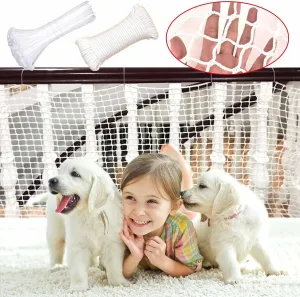 Stair Netting Child Safety Rope Net for Pets，Apartment，Balcony，Trampoline，Playground，Driveway Net for Kids Safety，Sports Netting Baseball Softball Net (White, 4.95FTx9.9FT)
