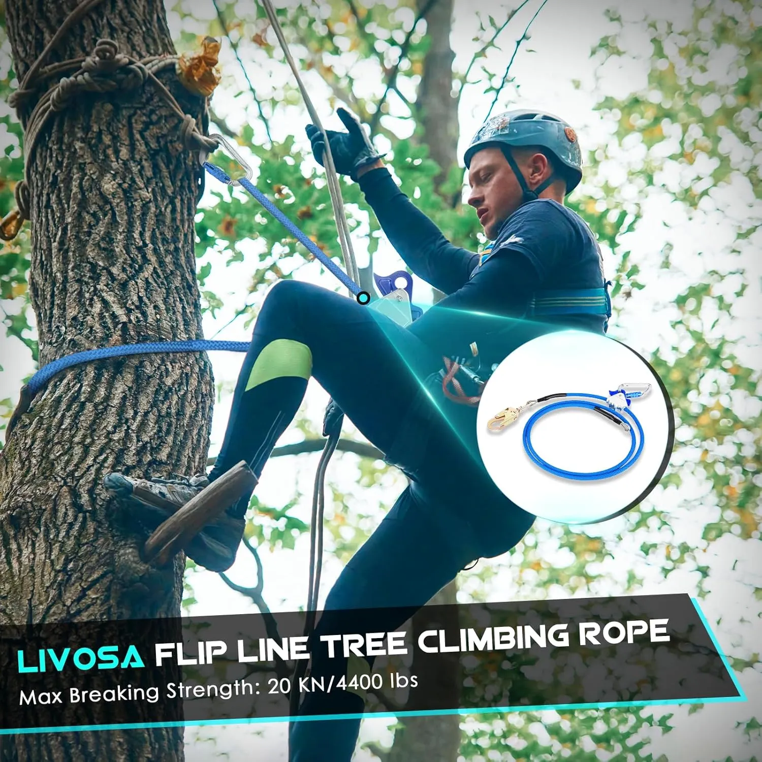 Steel Wire Core Flip Line Kit 1/2" X 12ft Steel Core Flipline with Triple Lock Carabiner Adjuster, Low Stretch, Cut Resistant for Fall Protection, Arborist, Tree Climbers