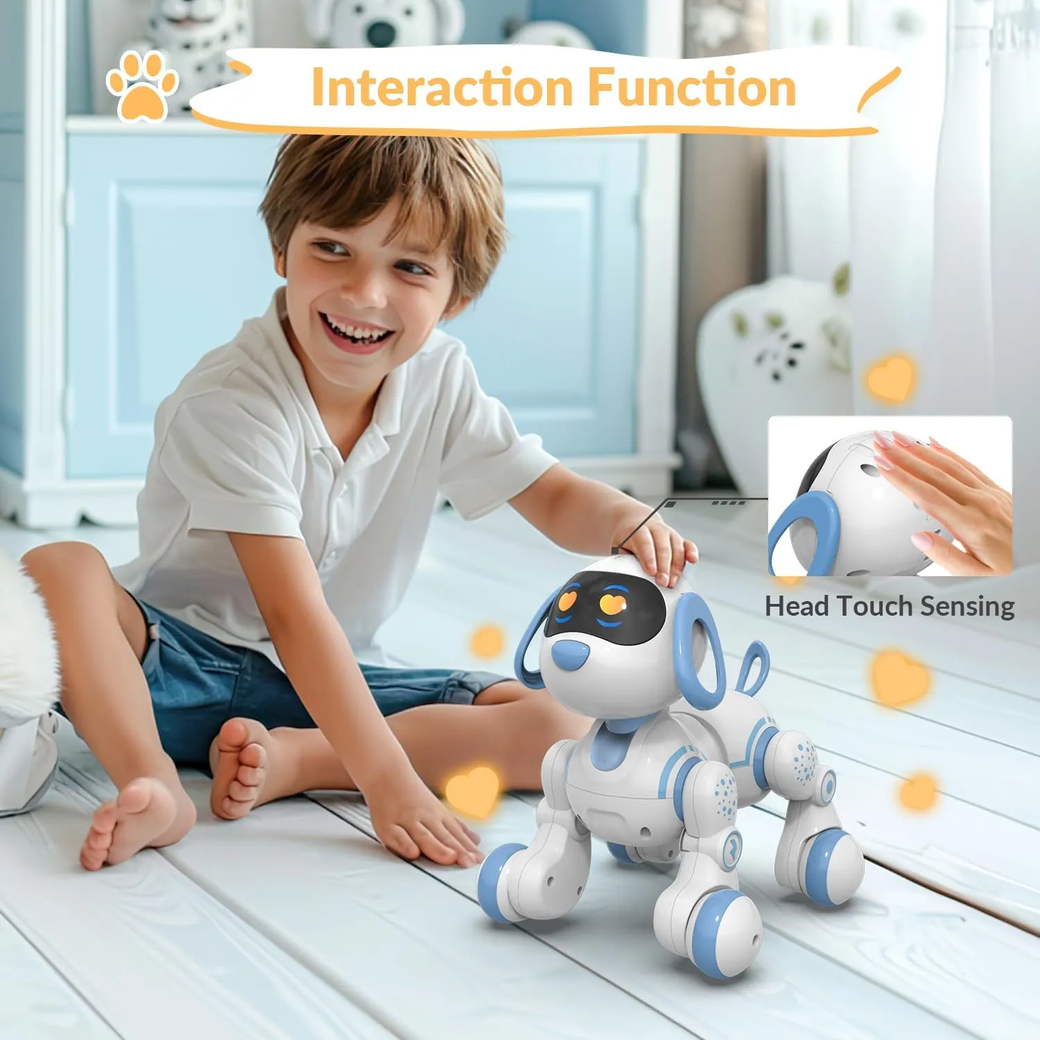 STEMTRON Programmable Remote Control Robot Cat Robot Dog for Kids, Interactive Robotic Dog Robotic Cat, Robo Dog Robo Cat, RC Robot with Touch Sensing, LED Eyes, Dance & Music