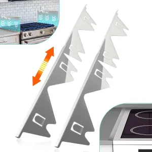 Stove Gap Covers Stainless Steel, 2 Pack Stove Gap Filler Easy Retractable Length 13.8" to 27.5", Width 0.79" ALMCALS Range Trim Kit, Heat Resistant Guard Between Stove Top & Counter