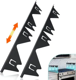 Stove Gap Covers Stainless Steel, 2 Pack Stove Gap Filler Easy Retractable Length 13.8" to 27.5", Width 0.79" ALMCALS Stove Gap Guards Range Trim Kit, Heat Resistant Guard Between Stove Top & Counter