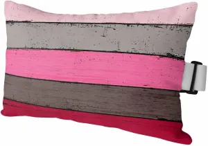 Striped Outdoor Head Resting Pillows with Insert Pink Gradient Country Vintage Wood Grain 1 Pack Waterproof Lumbar Pillows with Adjustable Elastic Strap for Patio Recliner Chaise Beach Chair, 11”x16”