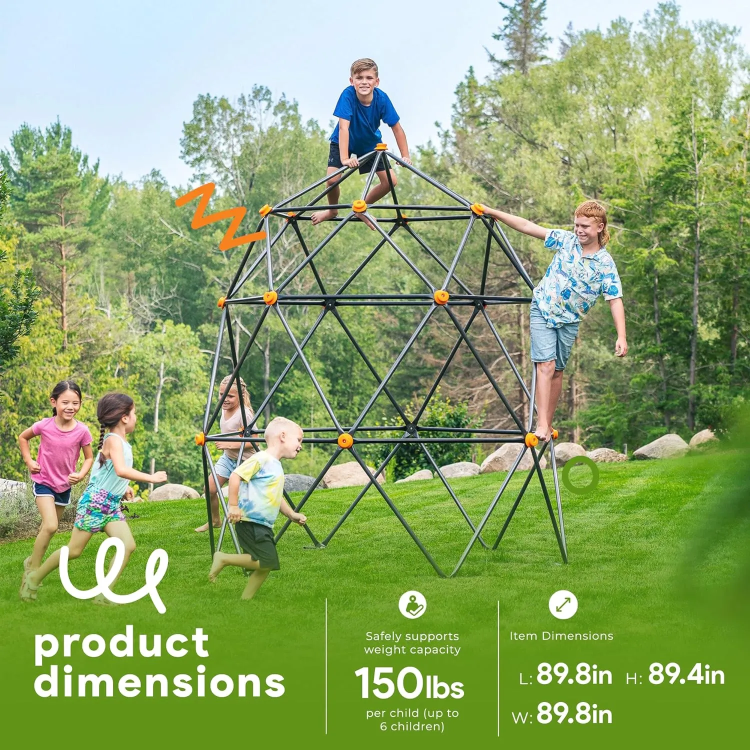 SummitPro Climbing Dome – Heavy Duty, 7.5' Non Slip Kids Climber with Rock Climbing Hand Grips, Ages 3-10