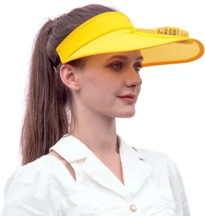 Sun Visor Hats with Fan-Three Temp Settings-Large Area Sun Protection,Visors for Women/Men/Kids,Adjustable Elastic Buckle